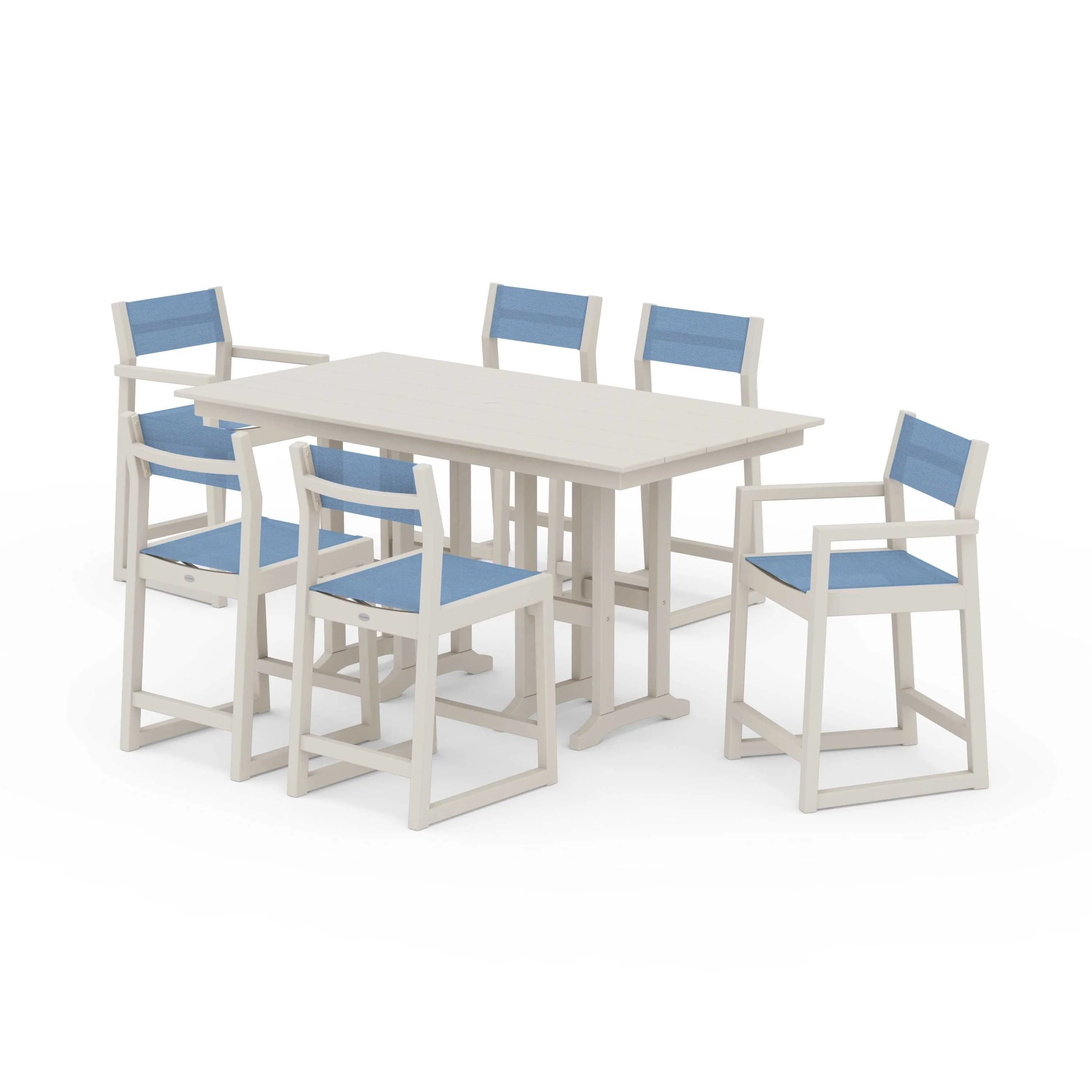 EDGE Sling 7-Piece Farmhouse Counter Set with Trestle Legs - Image 96