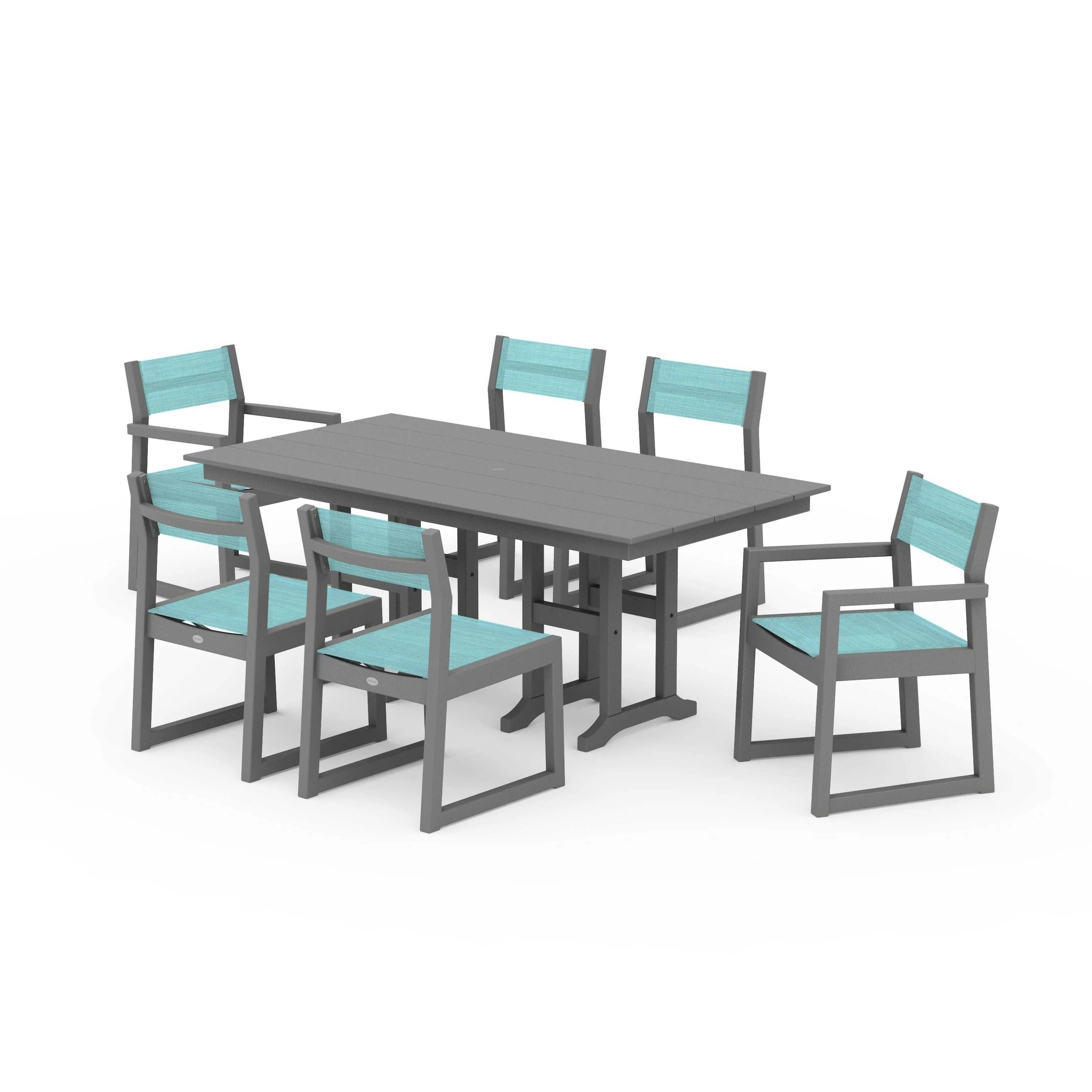 EDGE Sling 7-Piece Farmhouse Dining Set - Image 128