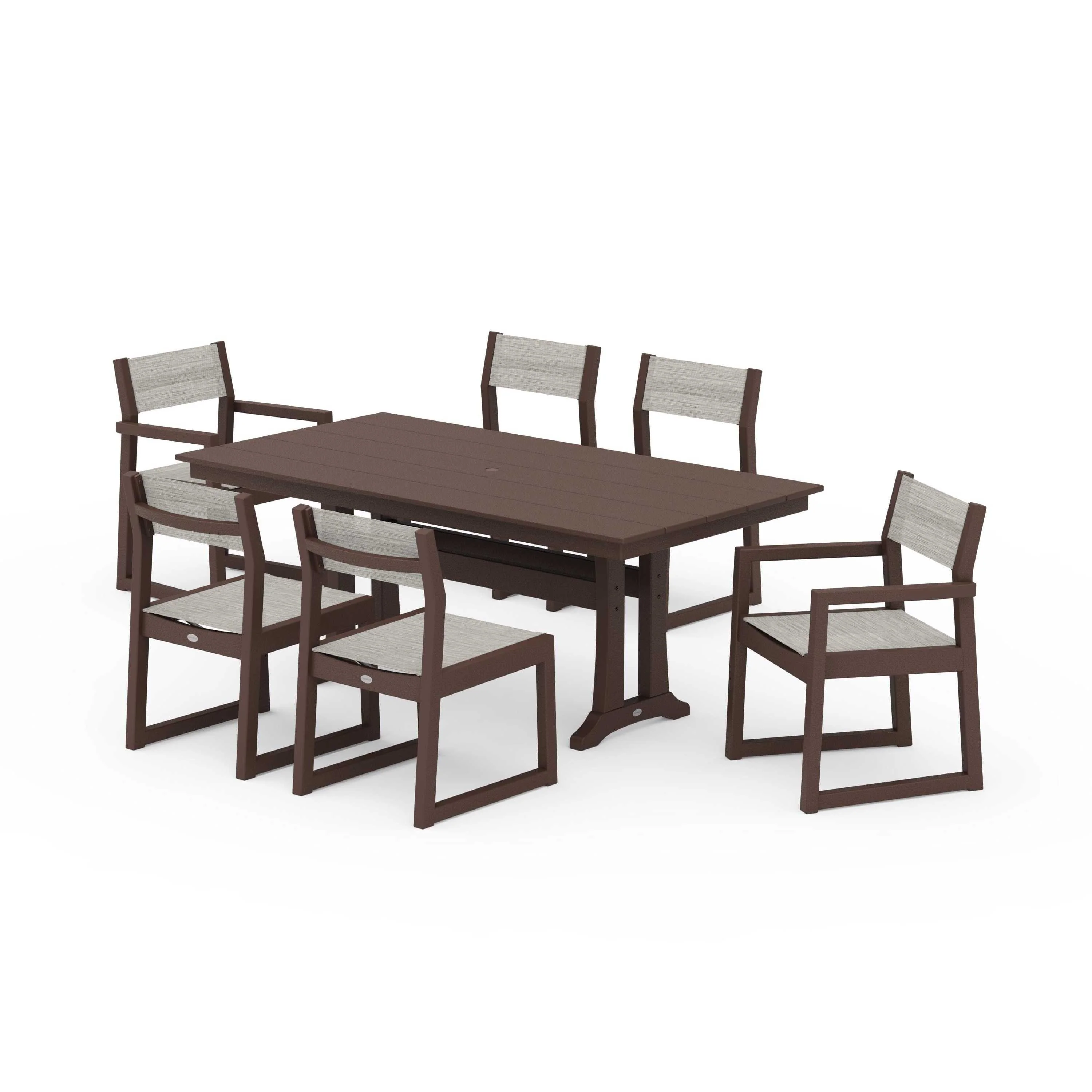 EDGE Sling 7-Piece Farmhouse Trestle Dining Set - Image 103