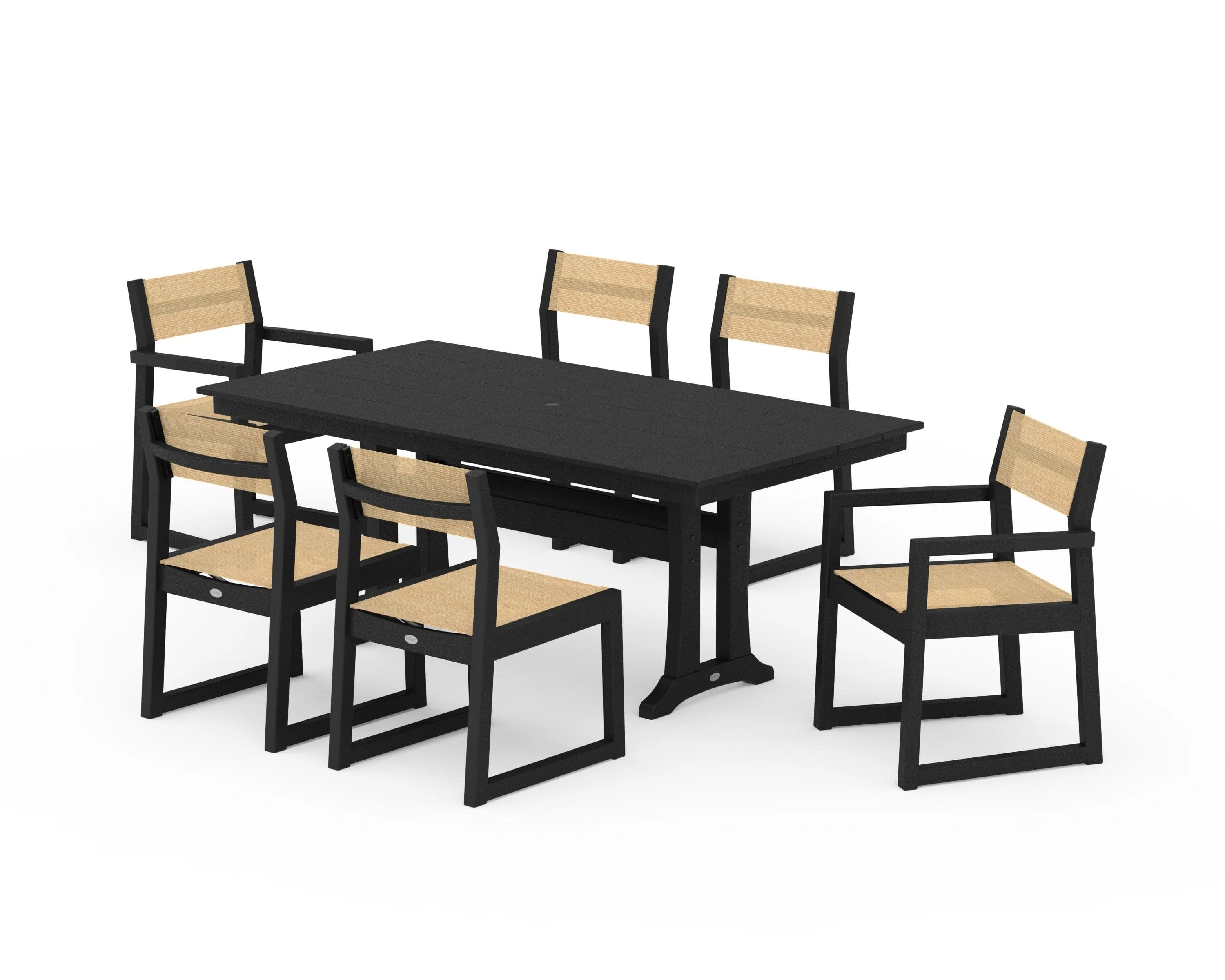 EDGE Sling 7-Piece Farmhouse Trestle Dining Set - Image 11