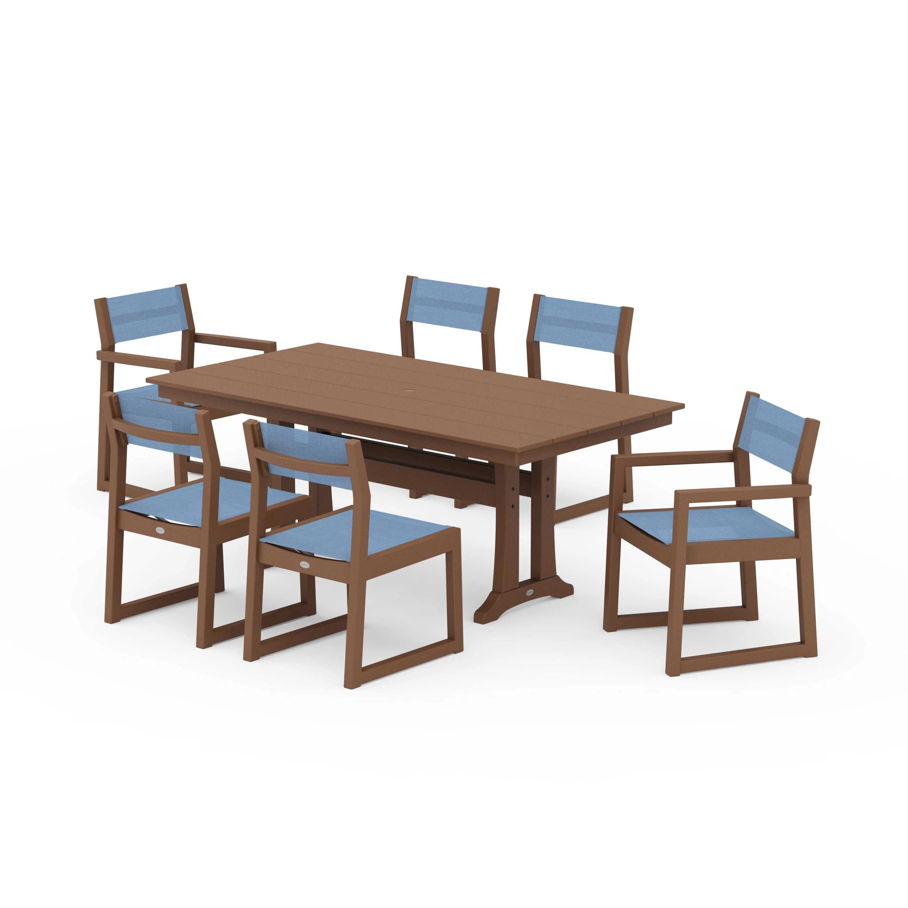 EDGE Sling 7-Piece Farmhouse Trestle Dining Set - Image 125