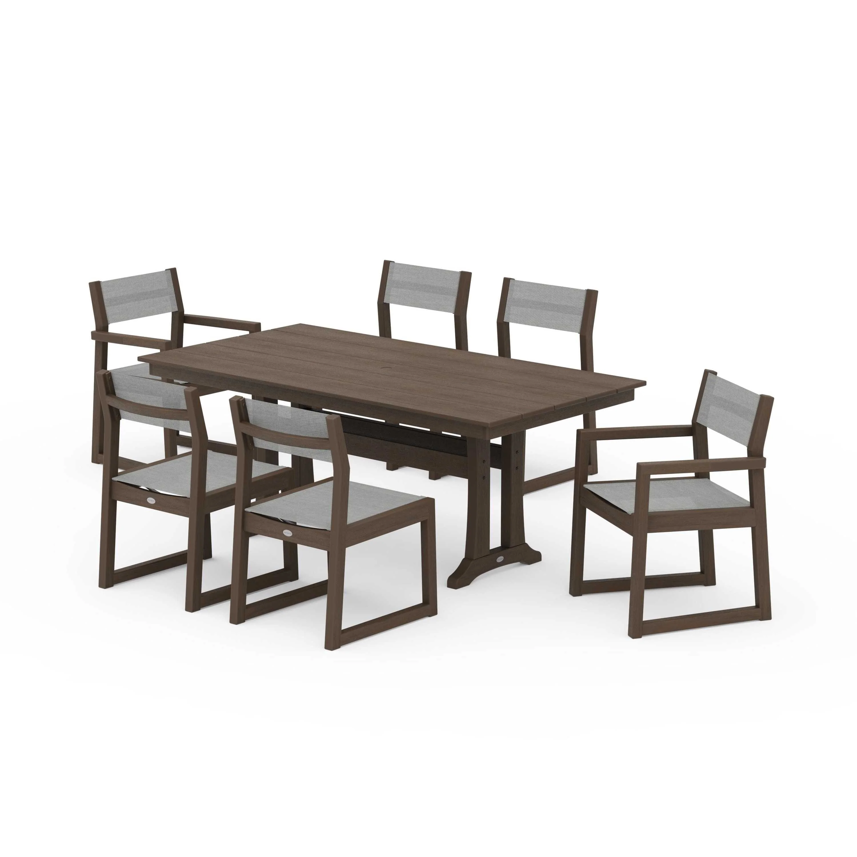 EDGE Sling 7-Piece Farmhouse Trestle Dining Set - Image 134