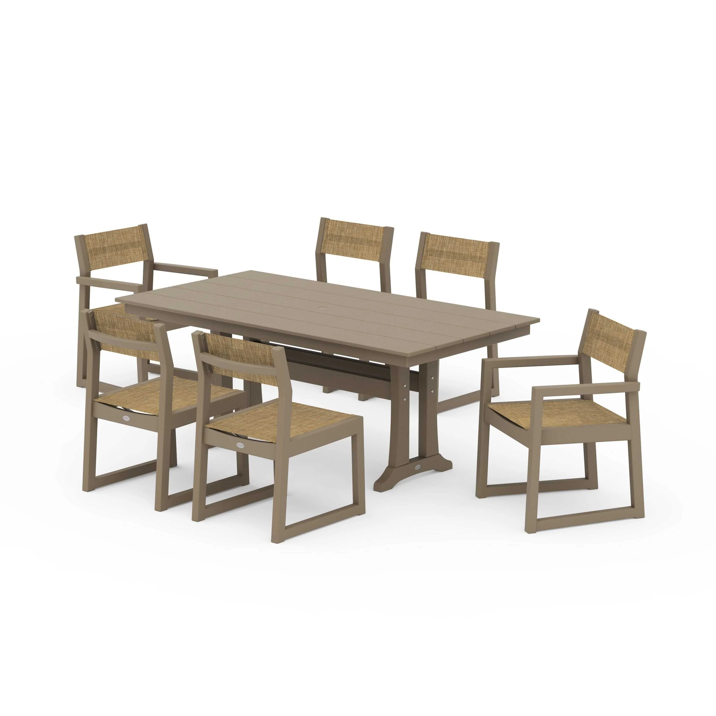 EDGE Sling 7-Piece Farmhouse Trestle Dining Set - Image 140