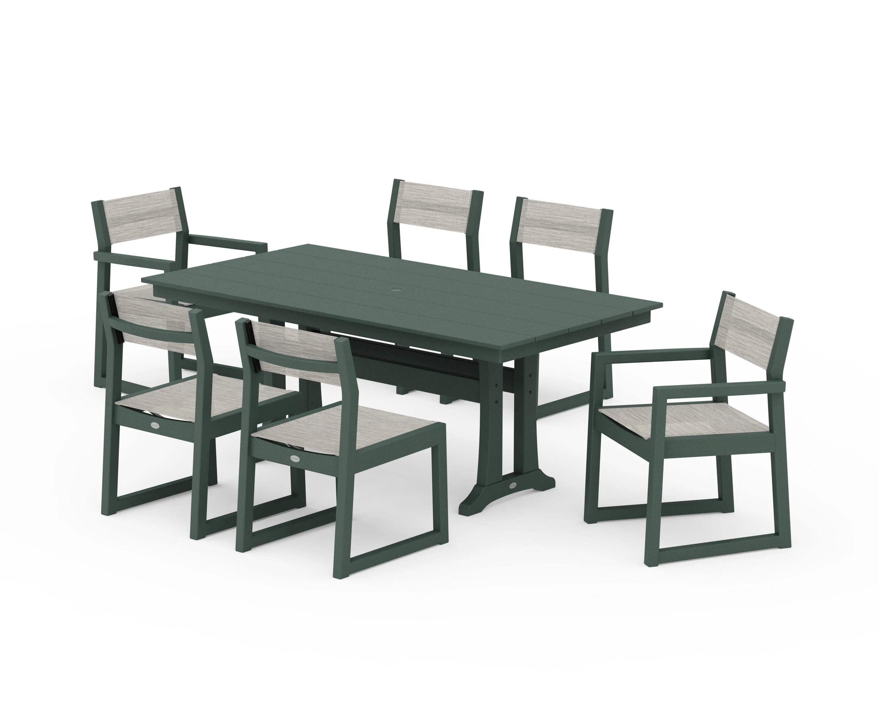 EDGE Sling 7-Piece Farmhouse Trestle Dining Set - Image 19