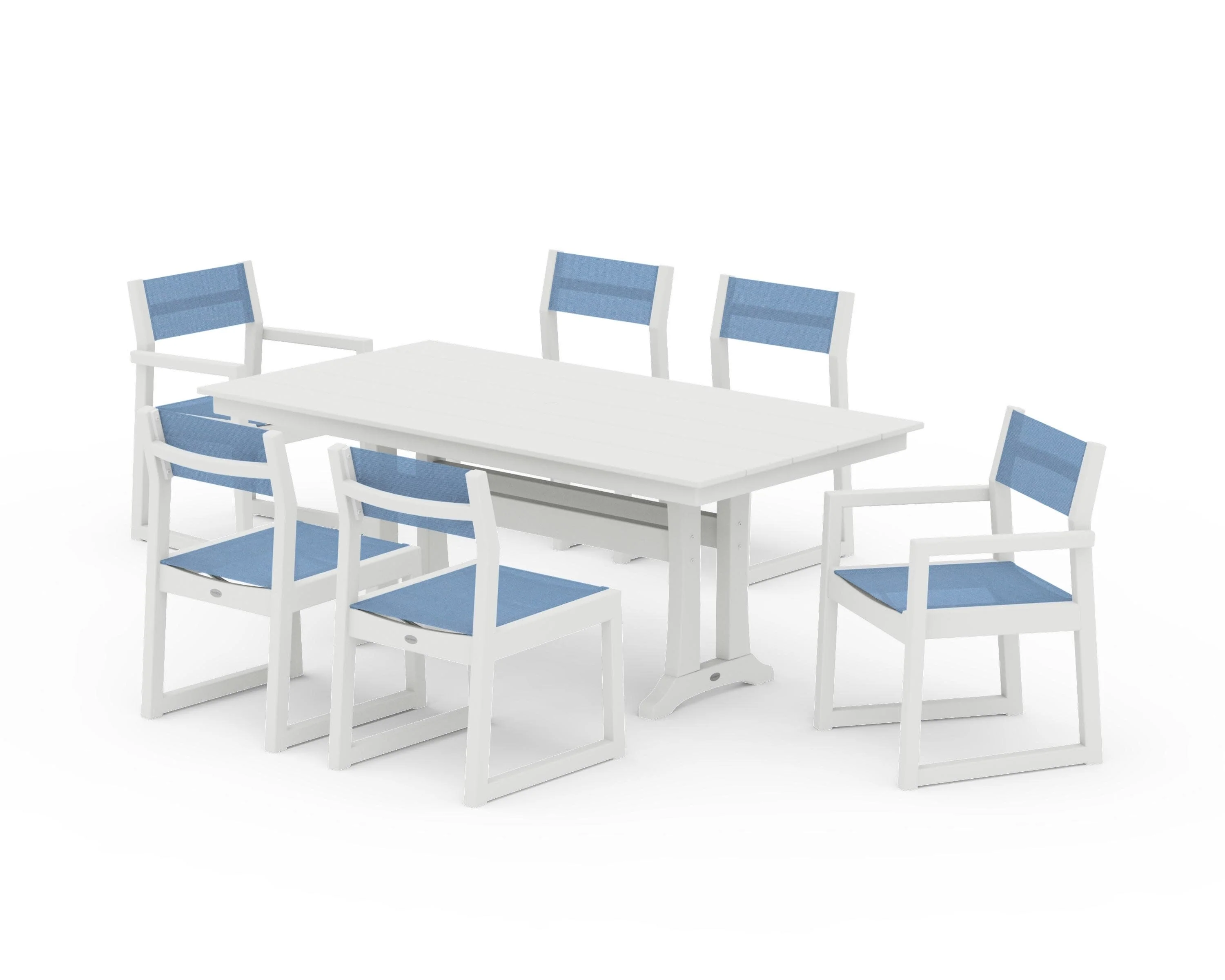 EDGE Sling 7-Piece Farmhouse Trestle Dining Set - Image 27