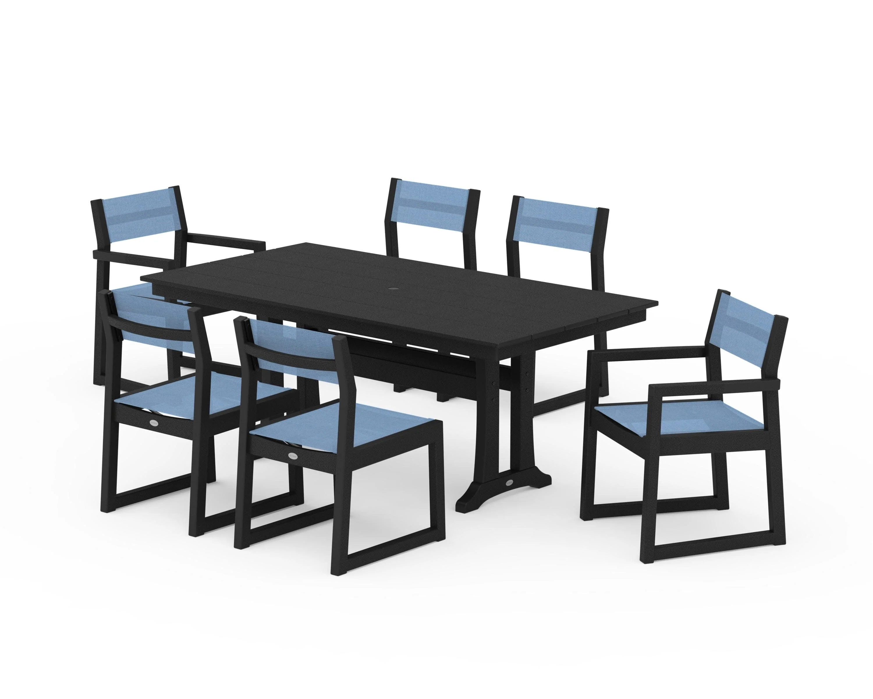 EDGE Sling 7-Piece Farmhouse Trestle Dining Set - Image 5