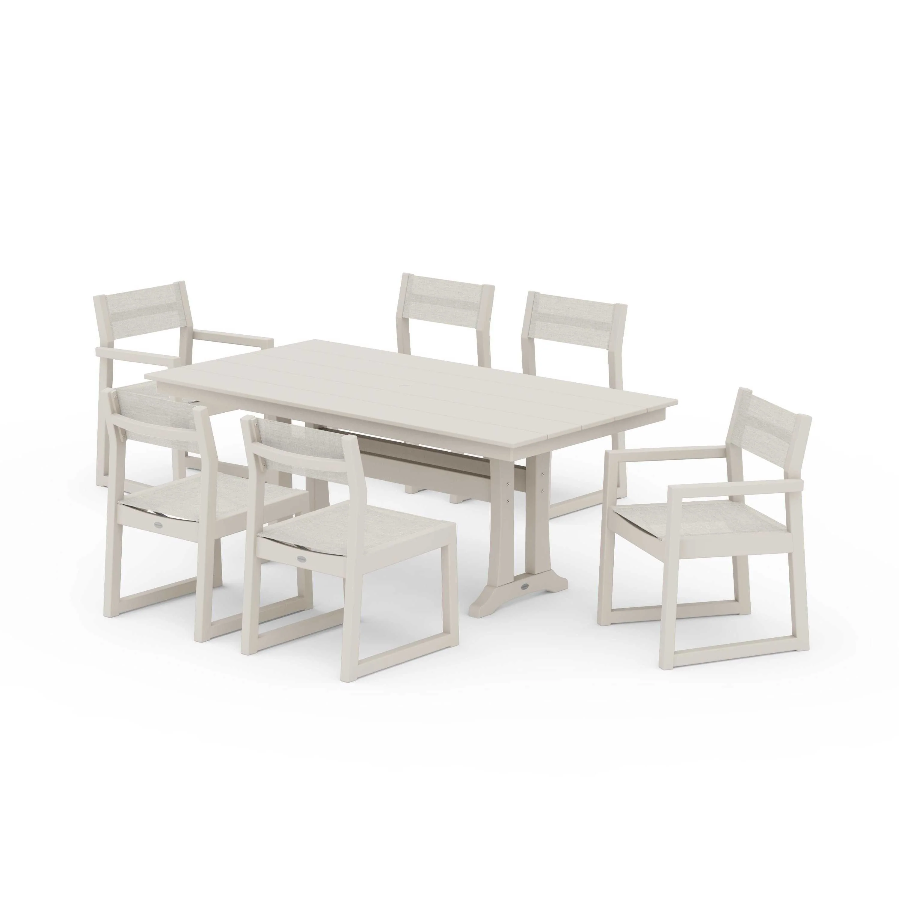 EDGE Sling 7-Piece Farmhouse Trestle Dining Set - Image 53