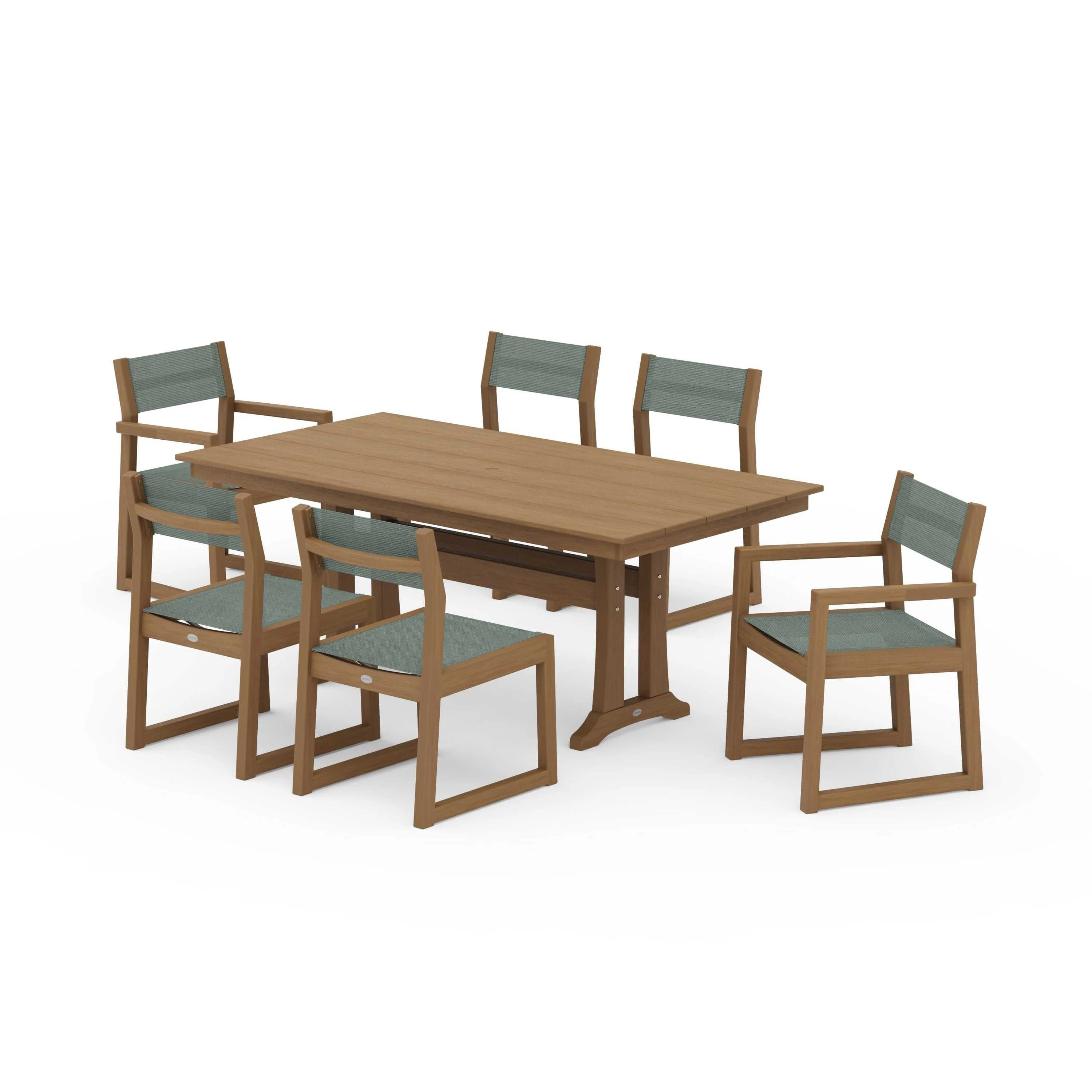 EDGE Sling 7-Piece Farmhouse Trestle Dining Set - Image 54