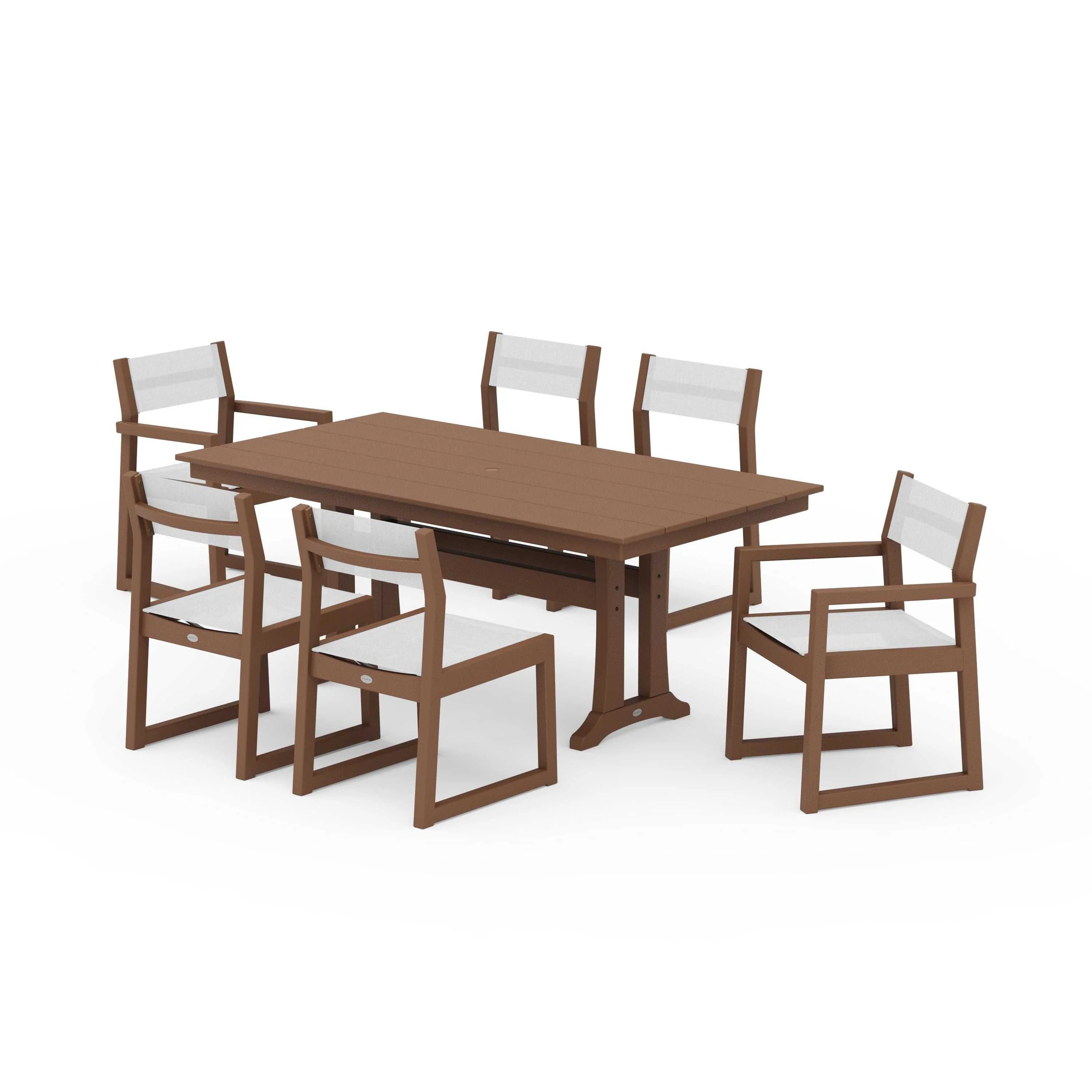 EDGE Sling 7-Piece Farmhouse Trestle Dining Set - Image 65