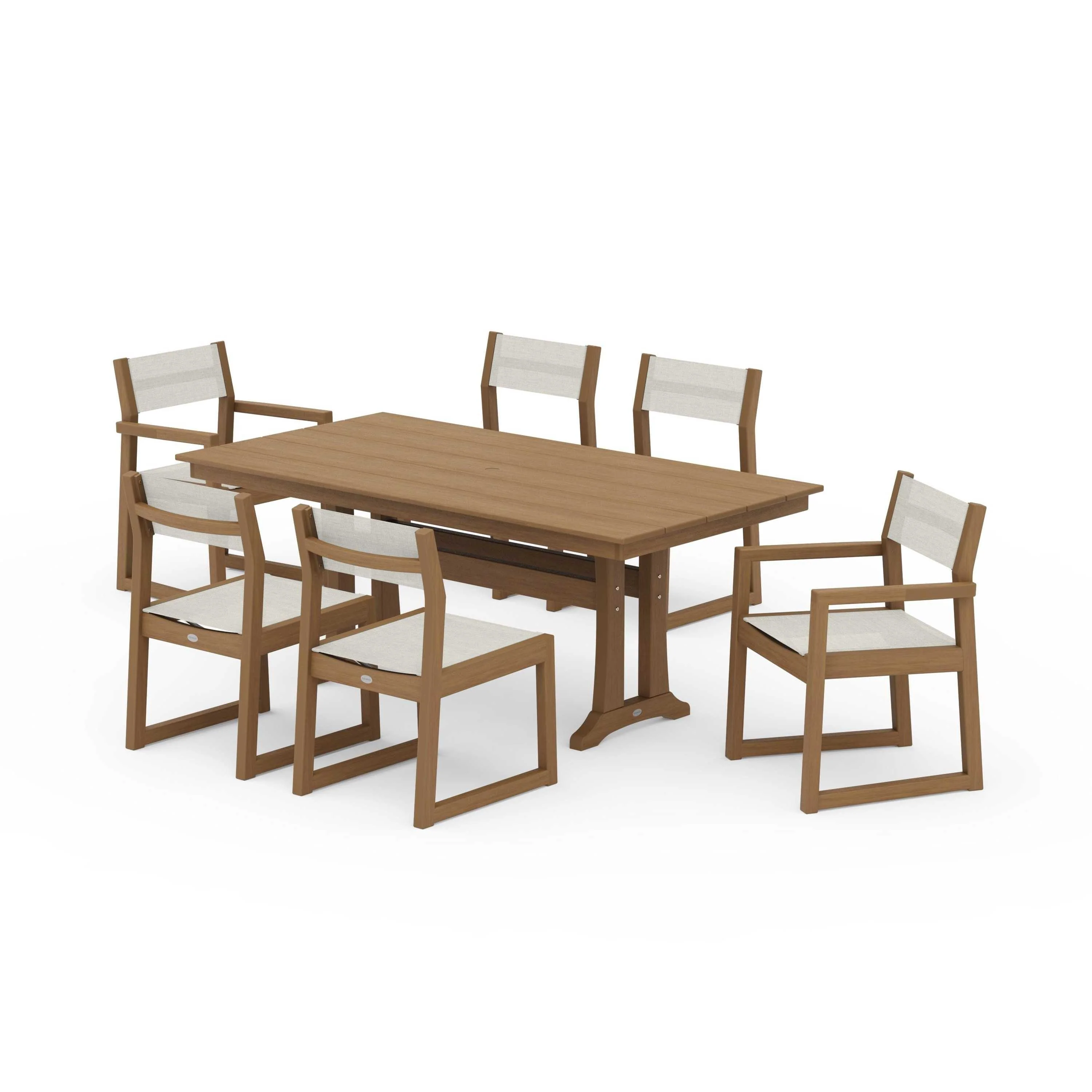 EDGE Sling 7-Piece Farmhouse Trestle Dining Set - Image 67