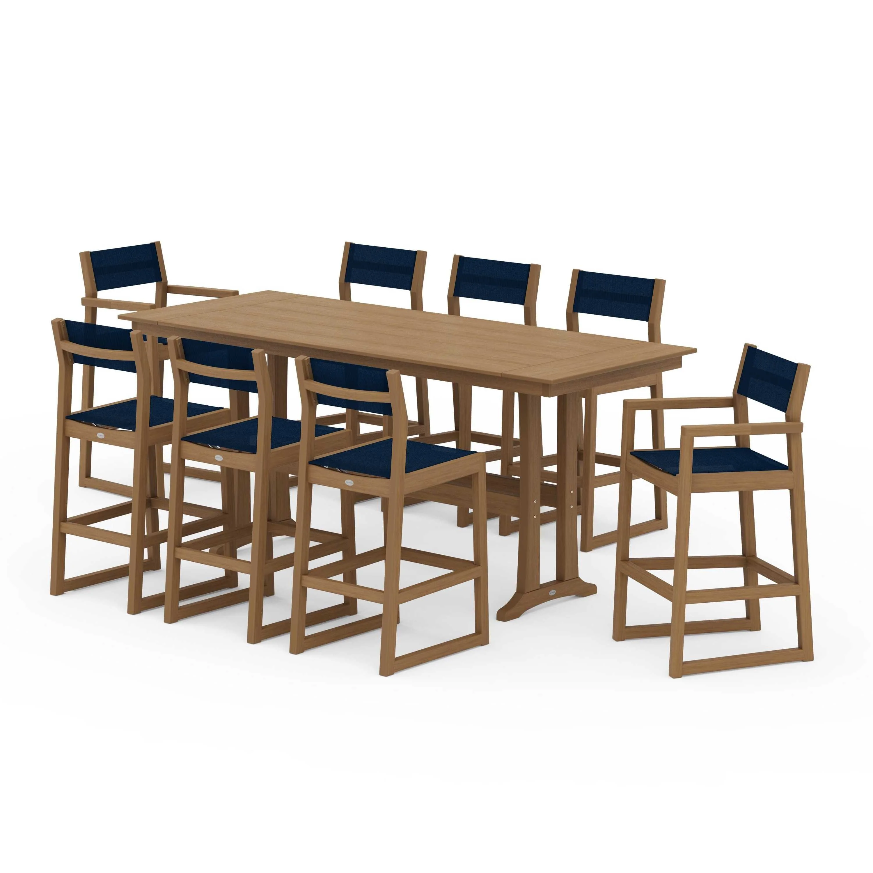 EDGE Sling 9-Piece Farmhouse Bar Set with Trestle Legs - Image 102