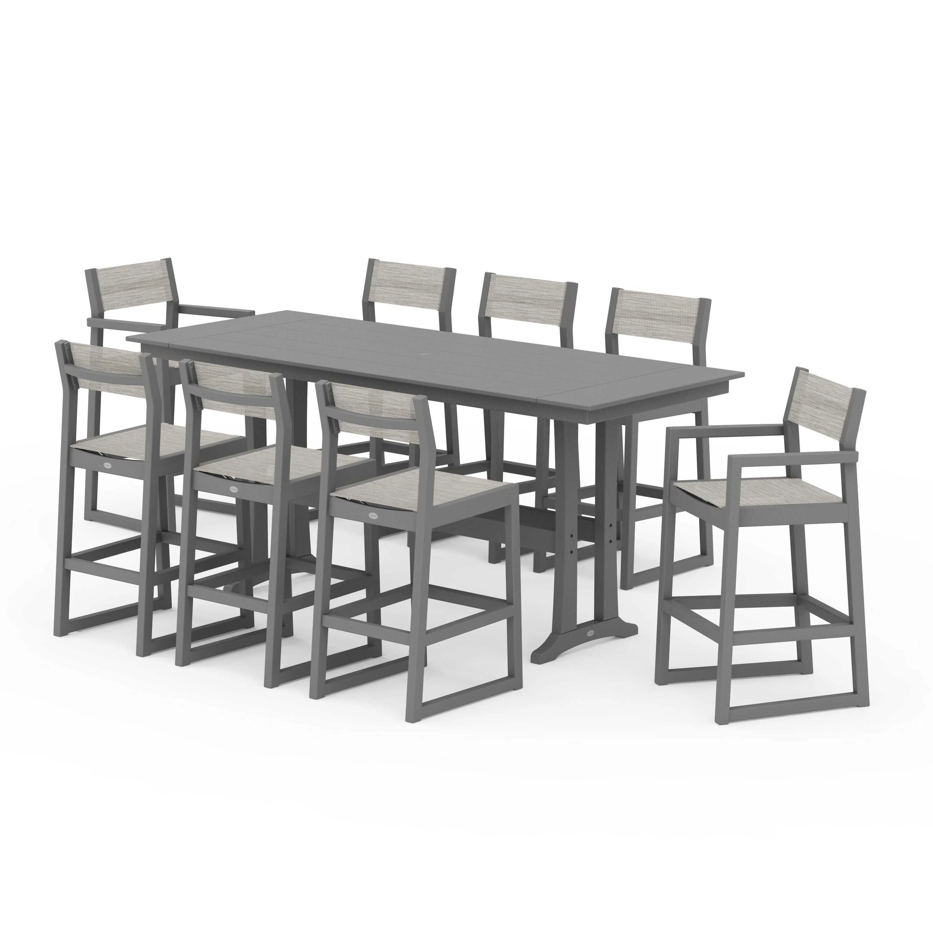 EDGE Sling 9-Piece Farmhouse Bar Set with Trestle Legs - Image 104