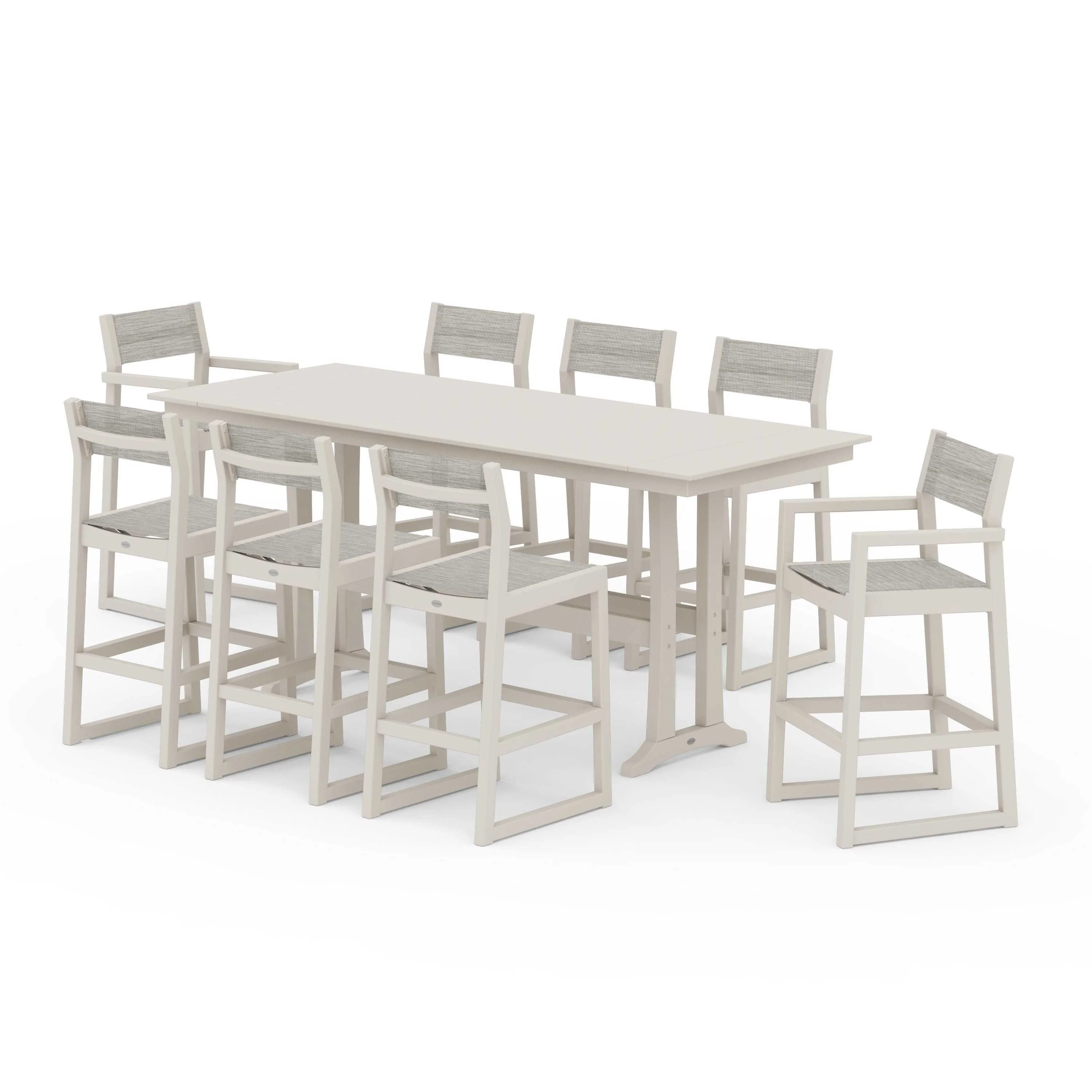 EDGE Sling 9-Piece Farmhouse Bar Set with Trestle Legs - Image 106