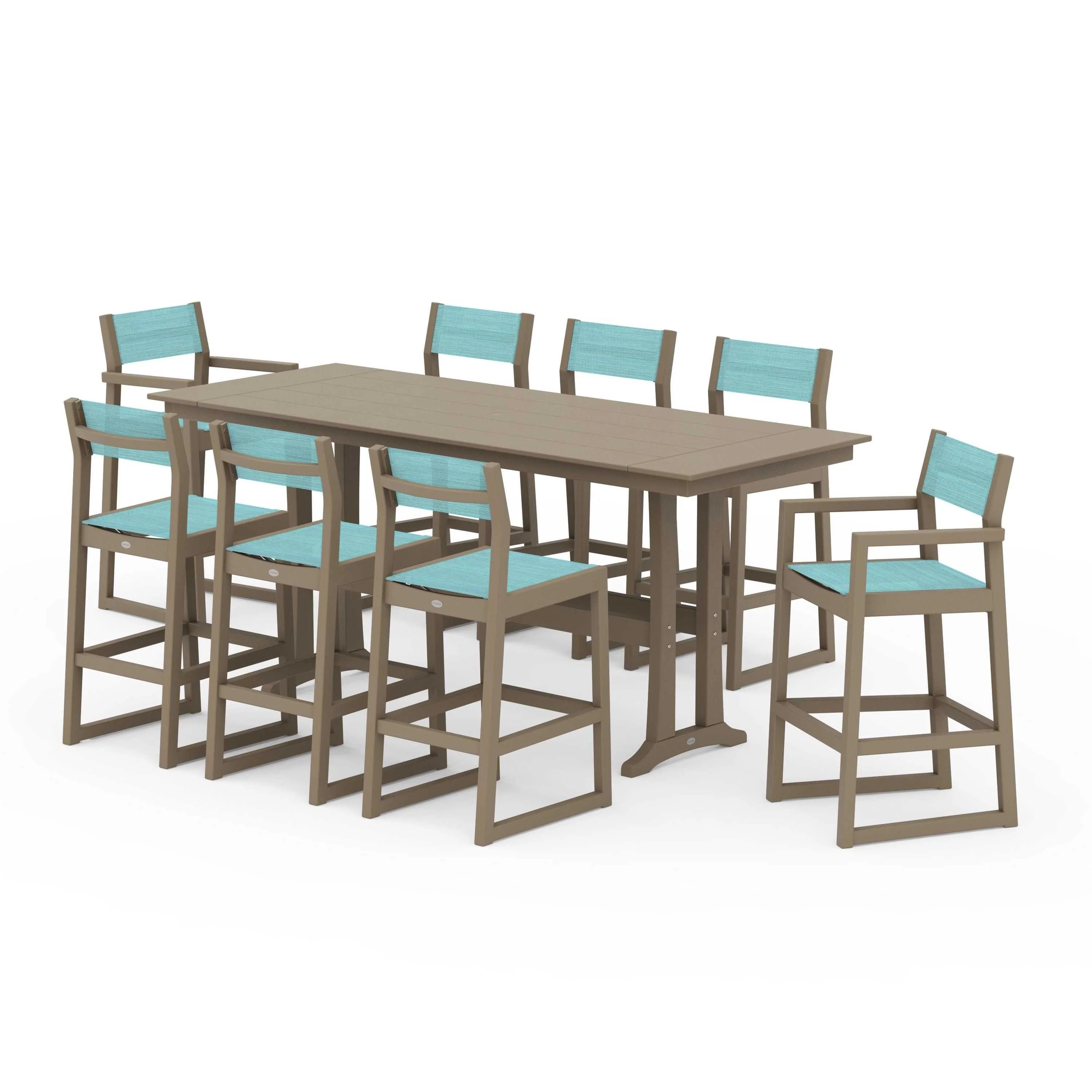 EDGE Sling 9-Piece Farmhouse Bar Set with Trestle Legs - Image 107