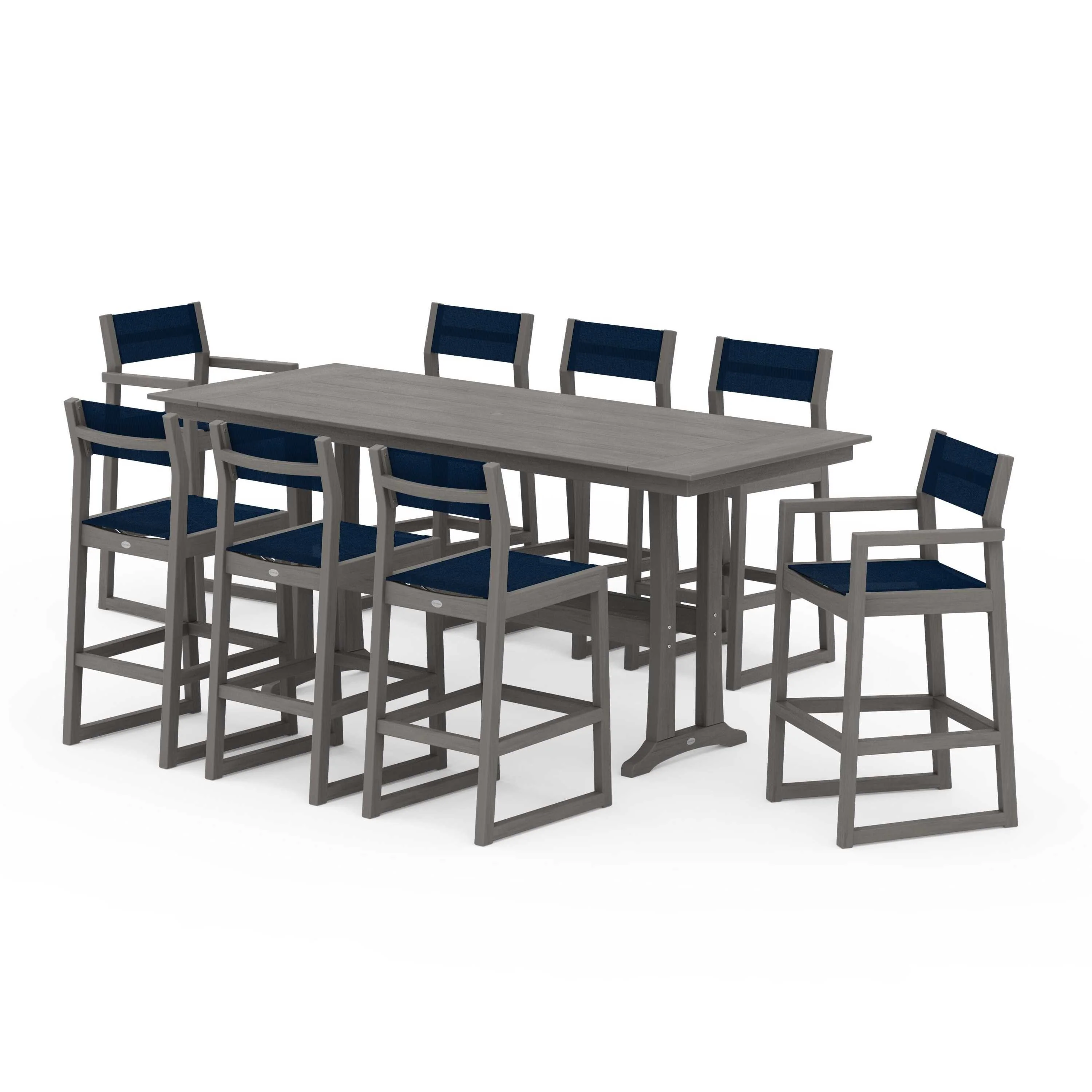 EDGE Sling 9-Piece Farmhouse Bar Set with Trestle Legs - Image 111