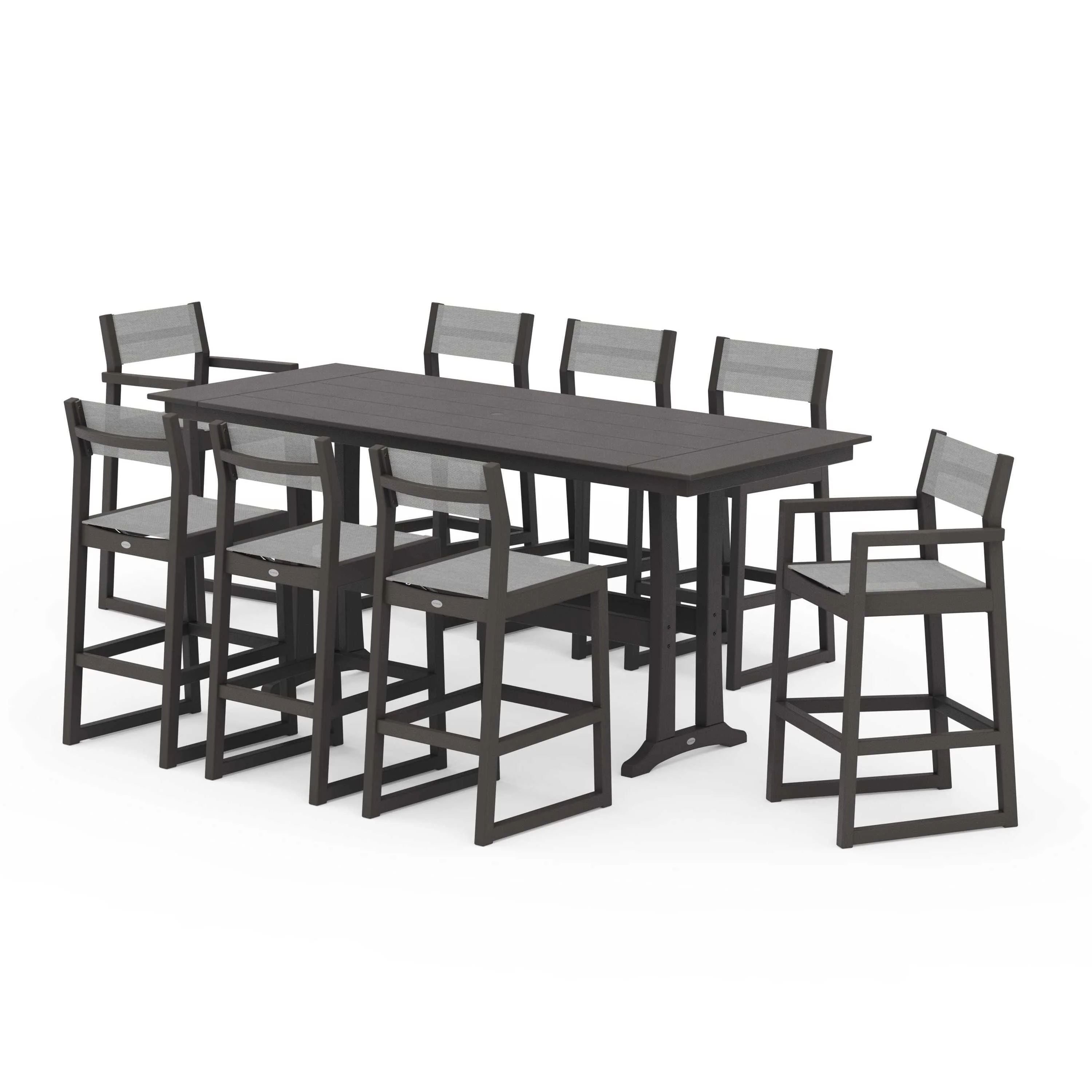 EDGE Sling 9-Piece Farmhouse Bar Set with Trestle Legs - Image 114