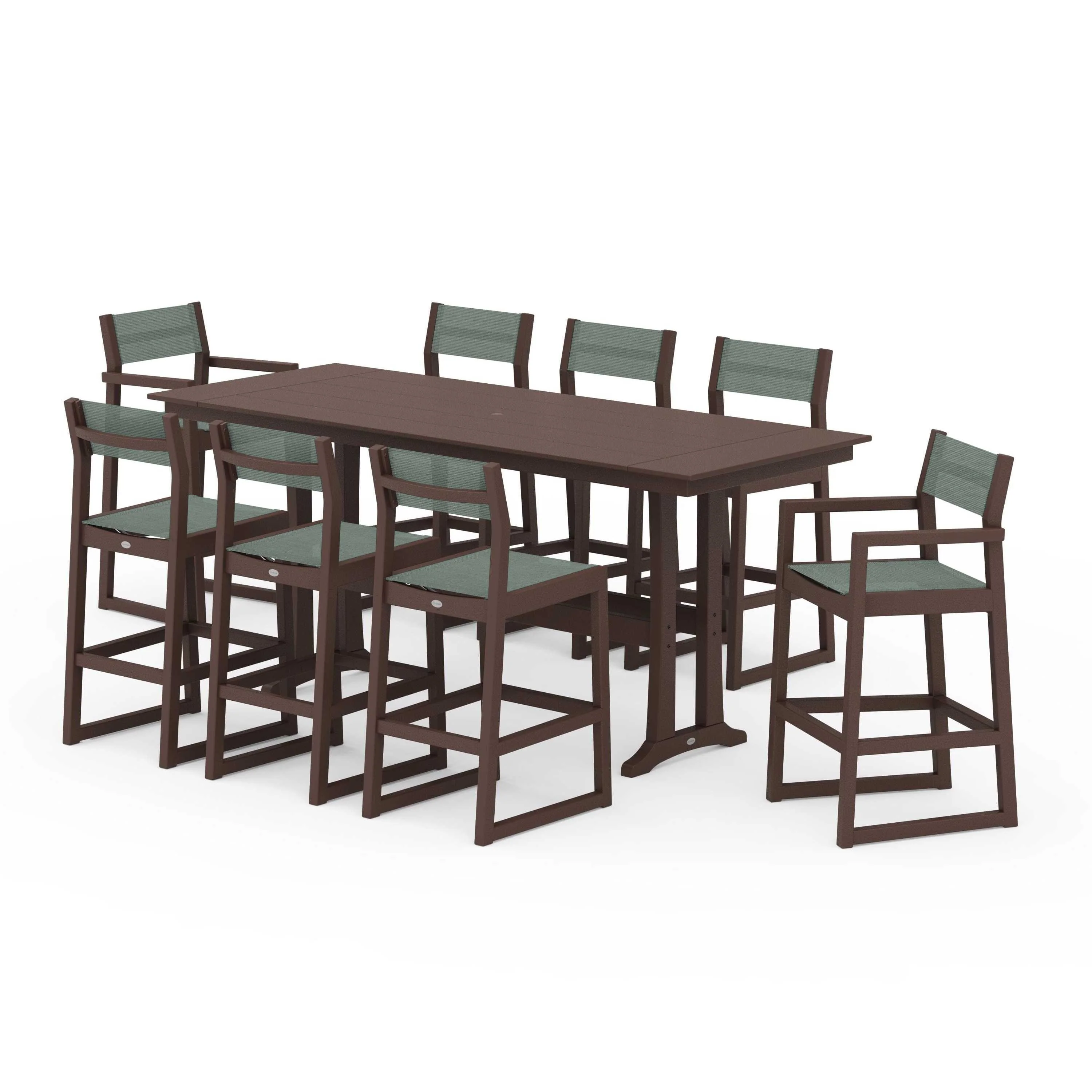 EDGE Sling 9-Piece Farmhouse Bar Set with Trestle Legs - Image 120