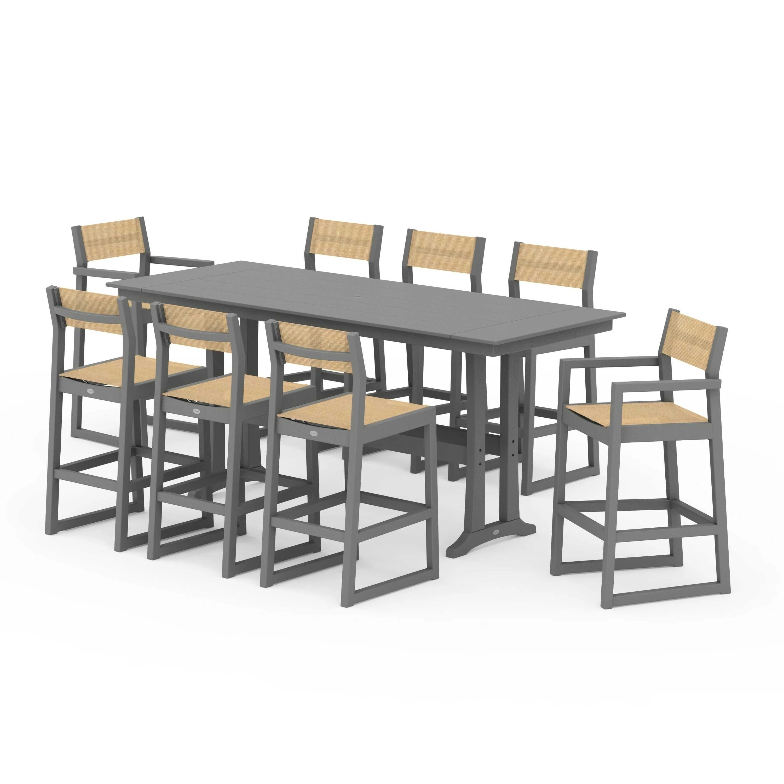 EDGE Sling 9-Piece Farmhouse Bar Set with Trestle Legs - Image 122