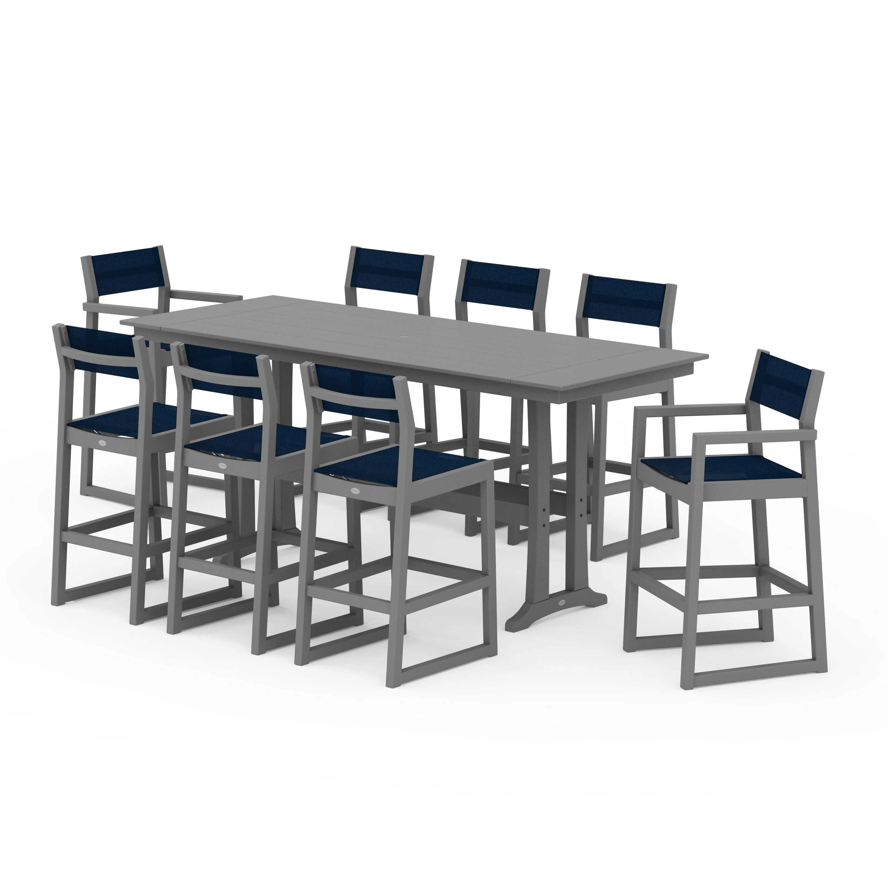 EDGE Sling 9-Piece Farmhouse Bar Set with Trestle Legs - Image 124