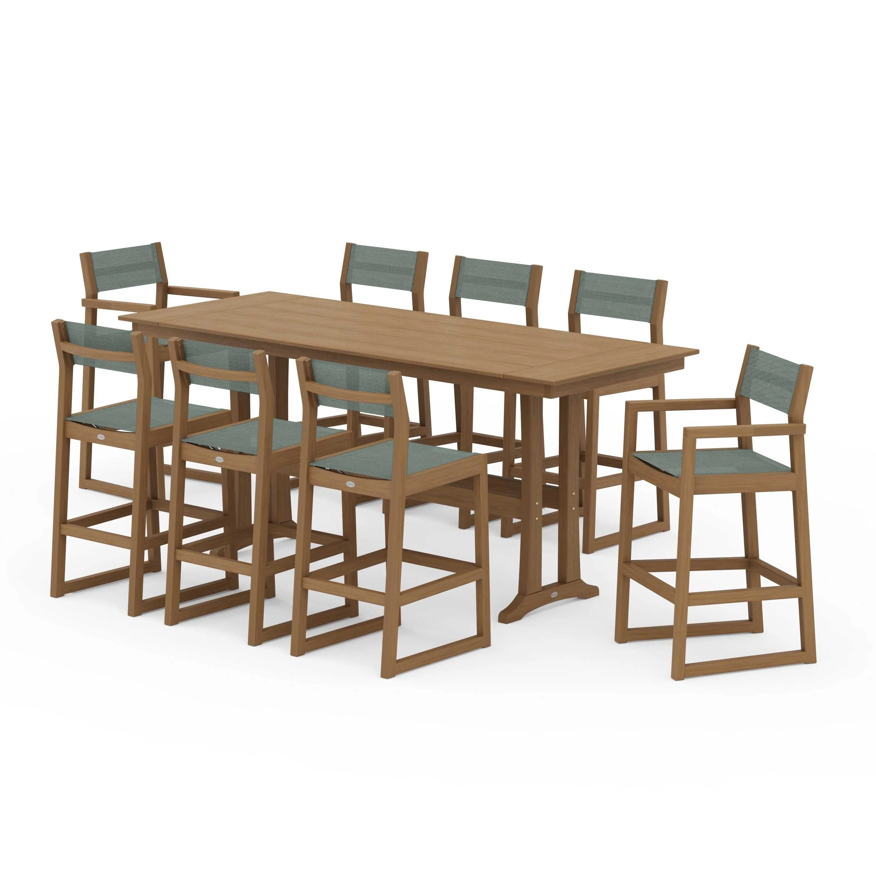 EDGE Sling 9-Piece Farmhouse Bar Set with Trestle Legs - Image 126