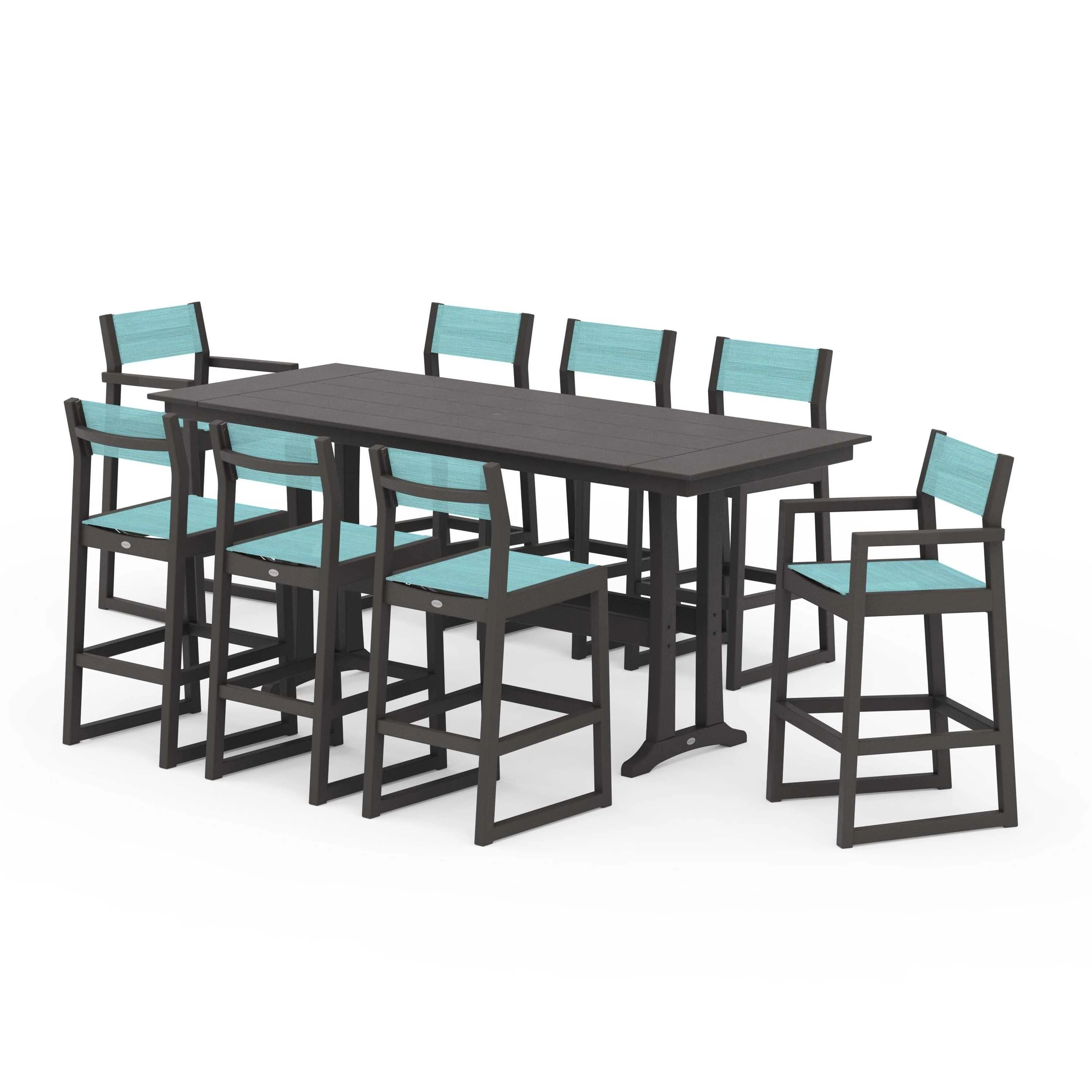 EDGE Sling 9-Piece Farmhouse Bar Set with Trestle Legs - Image 127
