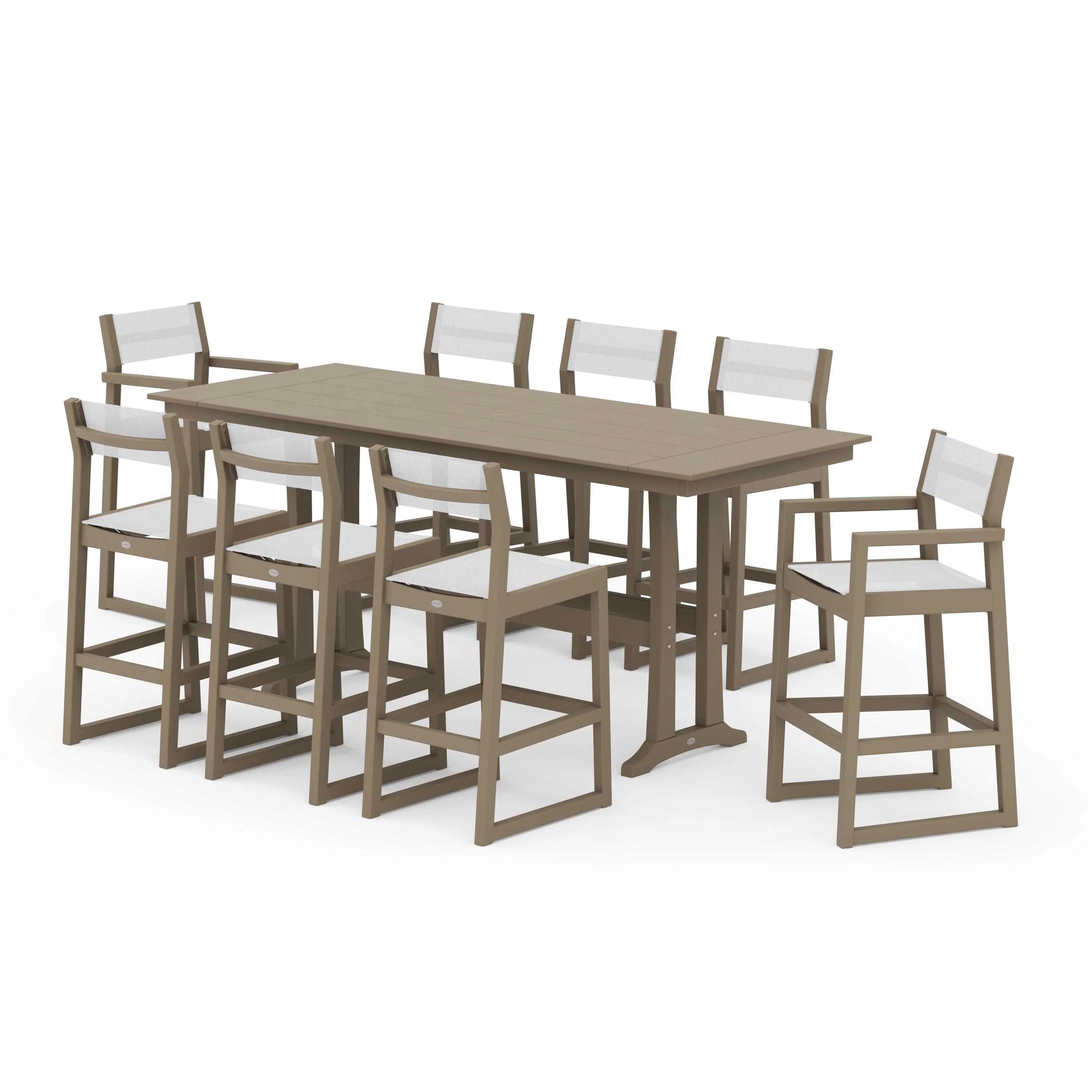 EDGE Sling 9-Piece Farmhouse Bar Set with Trestle Legs - Image 129