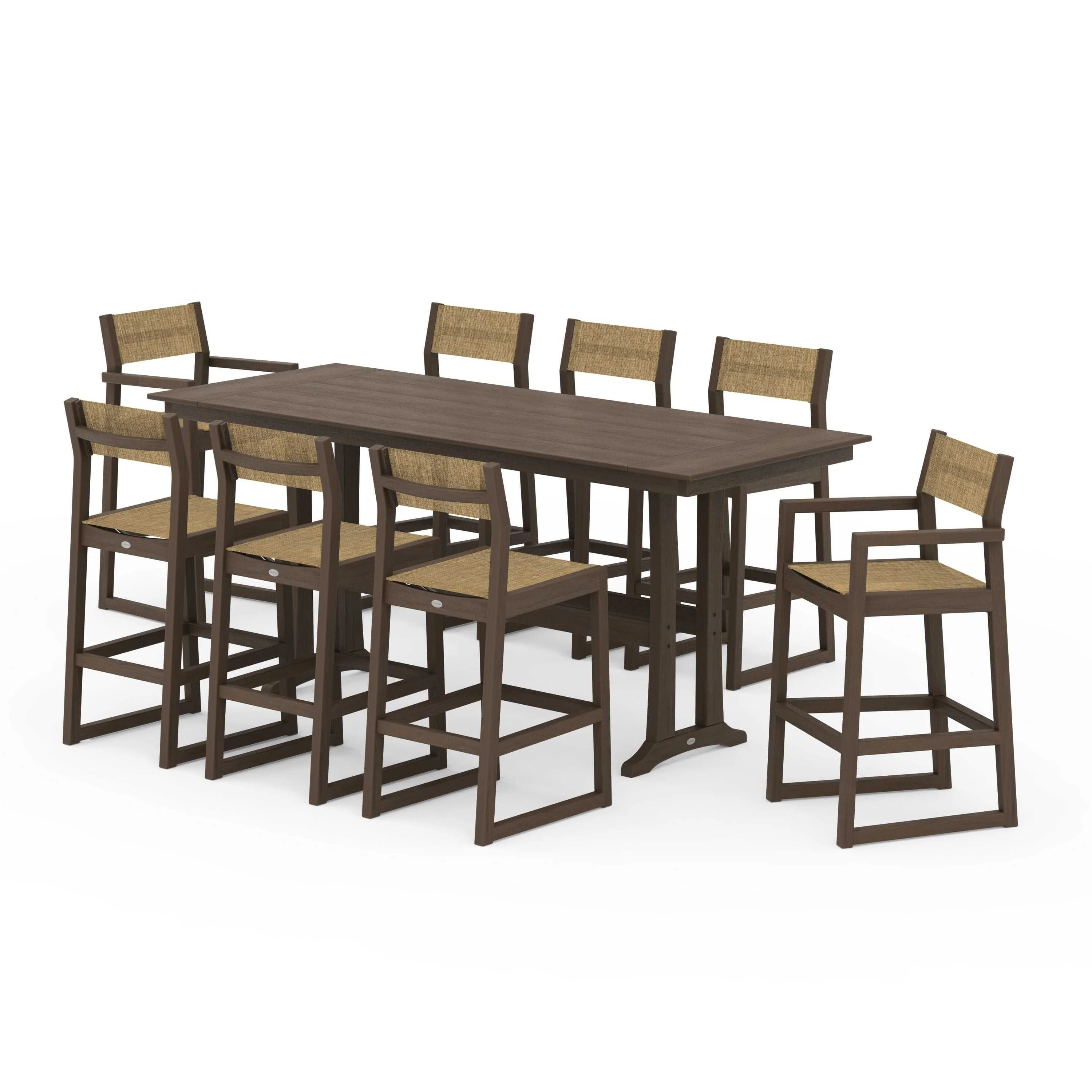 EDGE Sling 9-Piece Farmhouse Bar Set with Trestle Legs - Image 130
