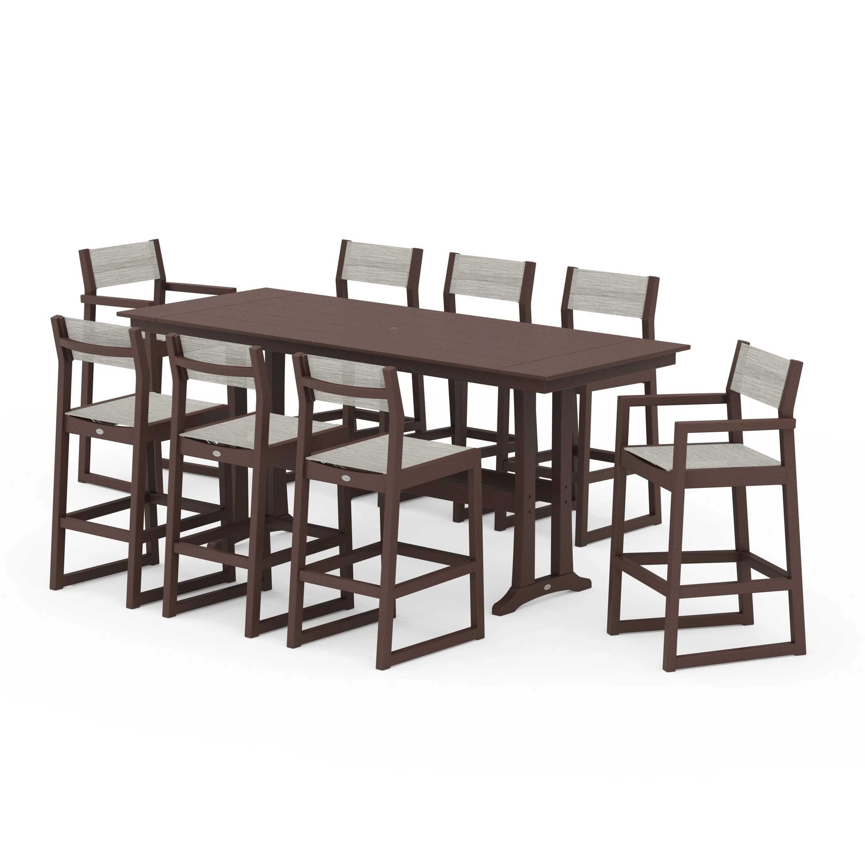 EDGE Sling 9-Piece Farmhouse Bar Set with Trestle Legs - Image 131