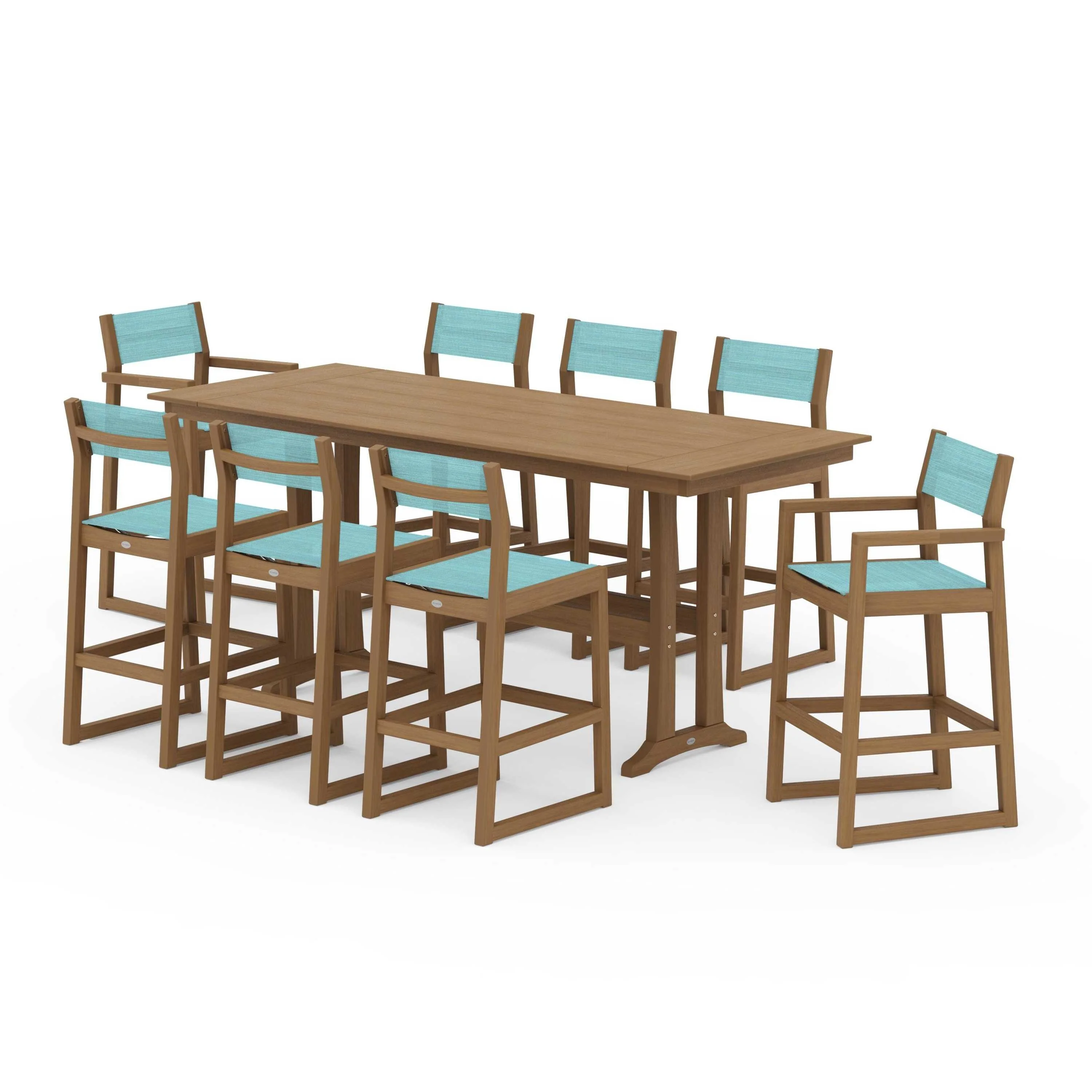 EDGE Sling 9-Piece Farmhouse Bar Set with Trestle Legs - Image 134