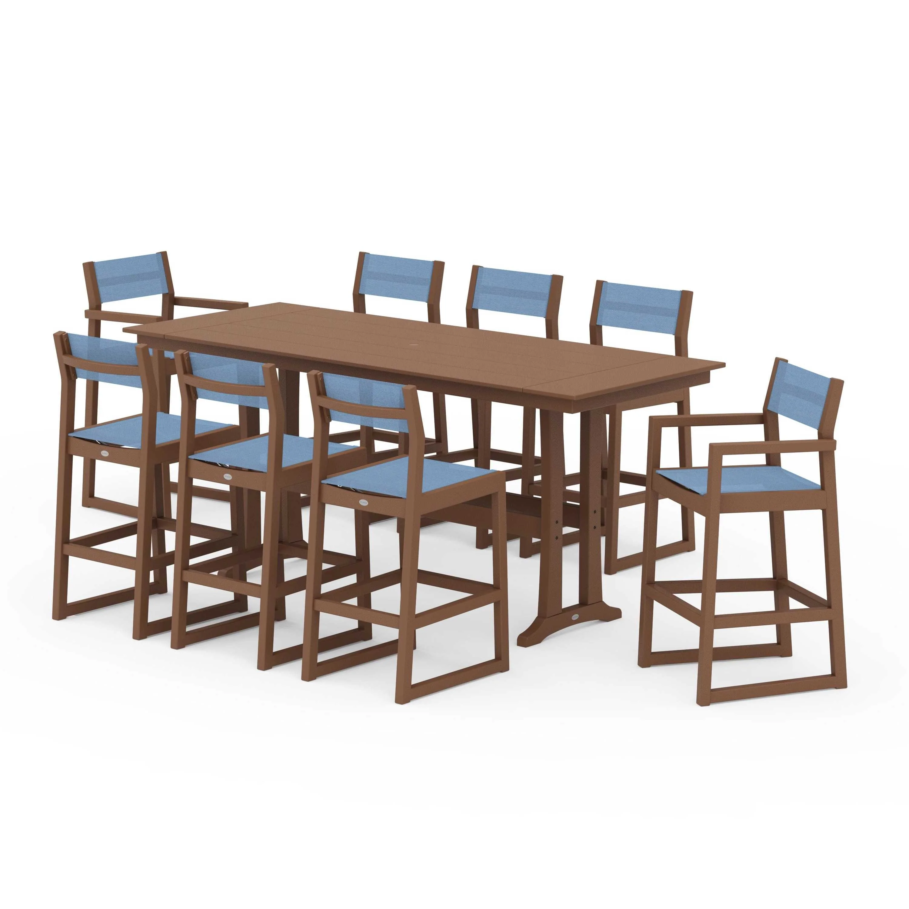 EDGE Sling 9-Piece Farmhouse Bar Set with Trestle Legs - Image 135