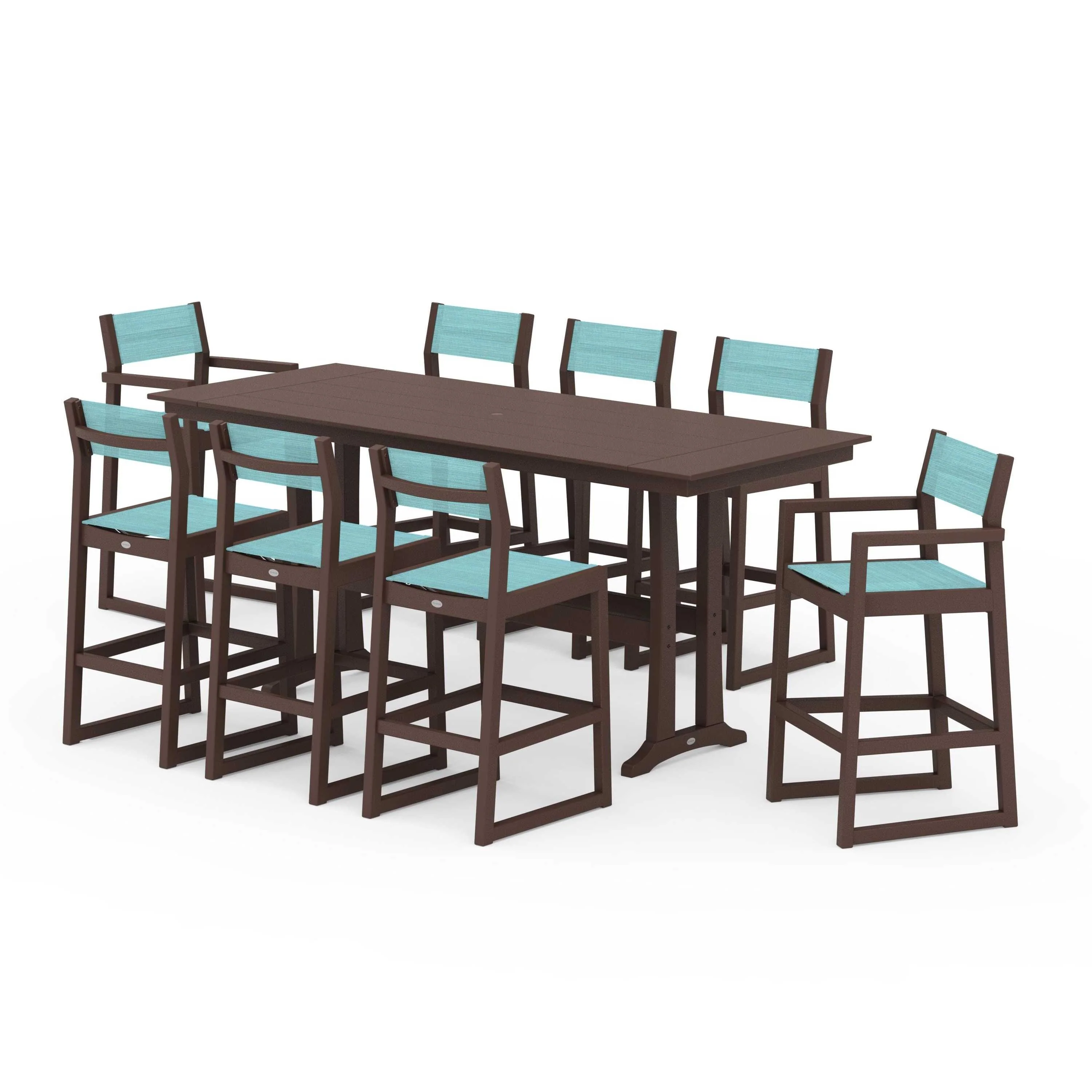 EDGE Sling 9-Piece Farmhouse Bar Set with Trestle Legs - Image 136