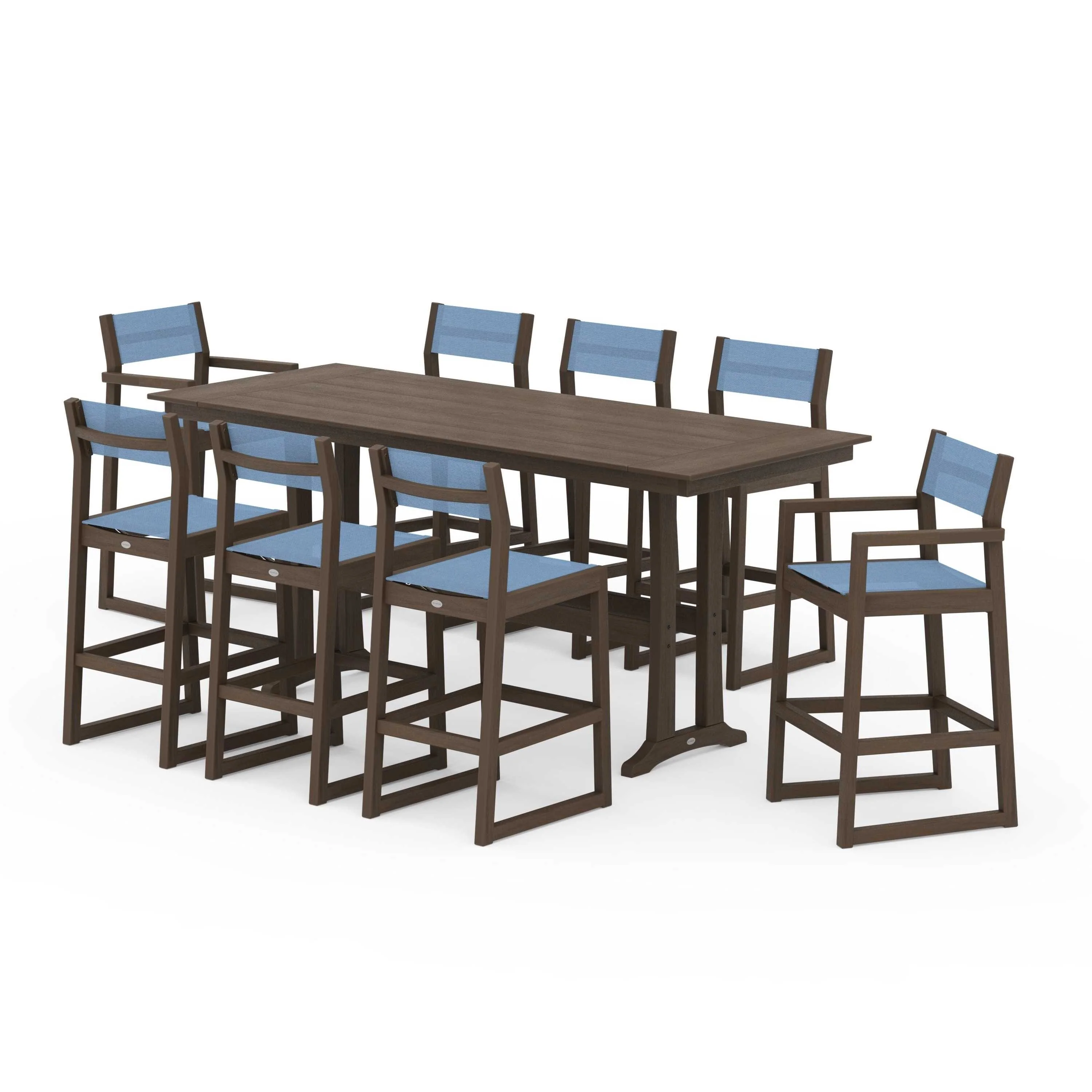 EDGE Sling 9-Piece Farmhouse Bar Set with Trestle Legs - Image 137