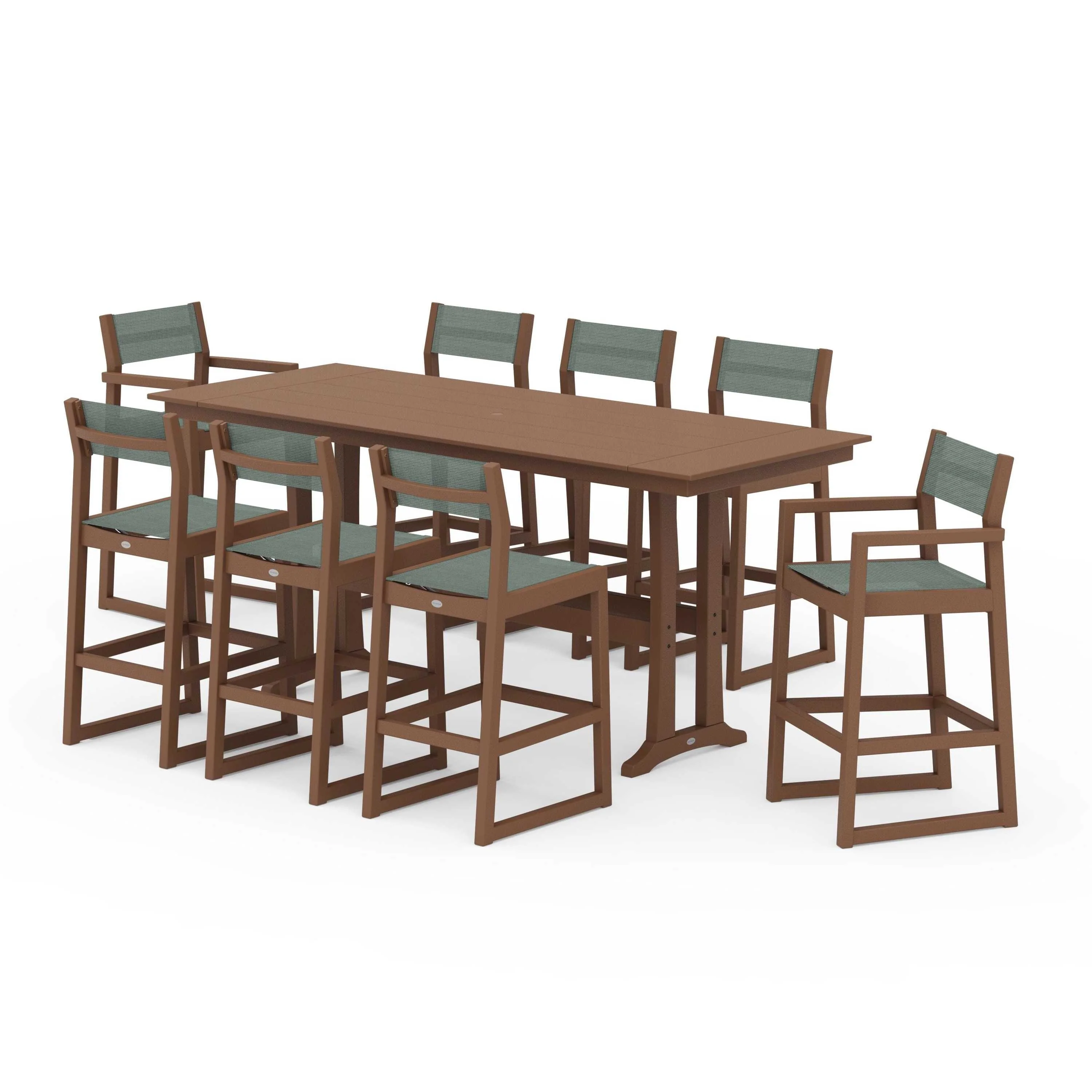 EDGE Sling 9-Piece Farmhouse Bar Set with Trestle Legs - Image 138