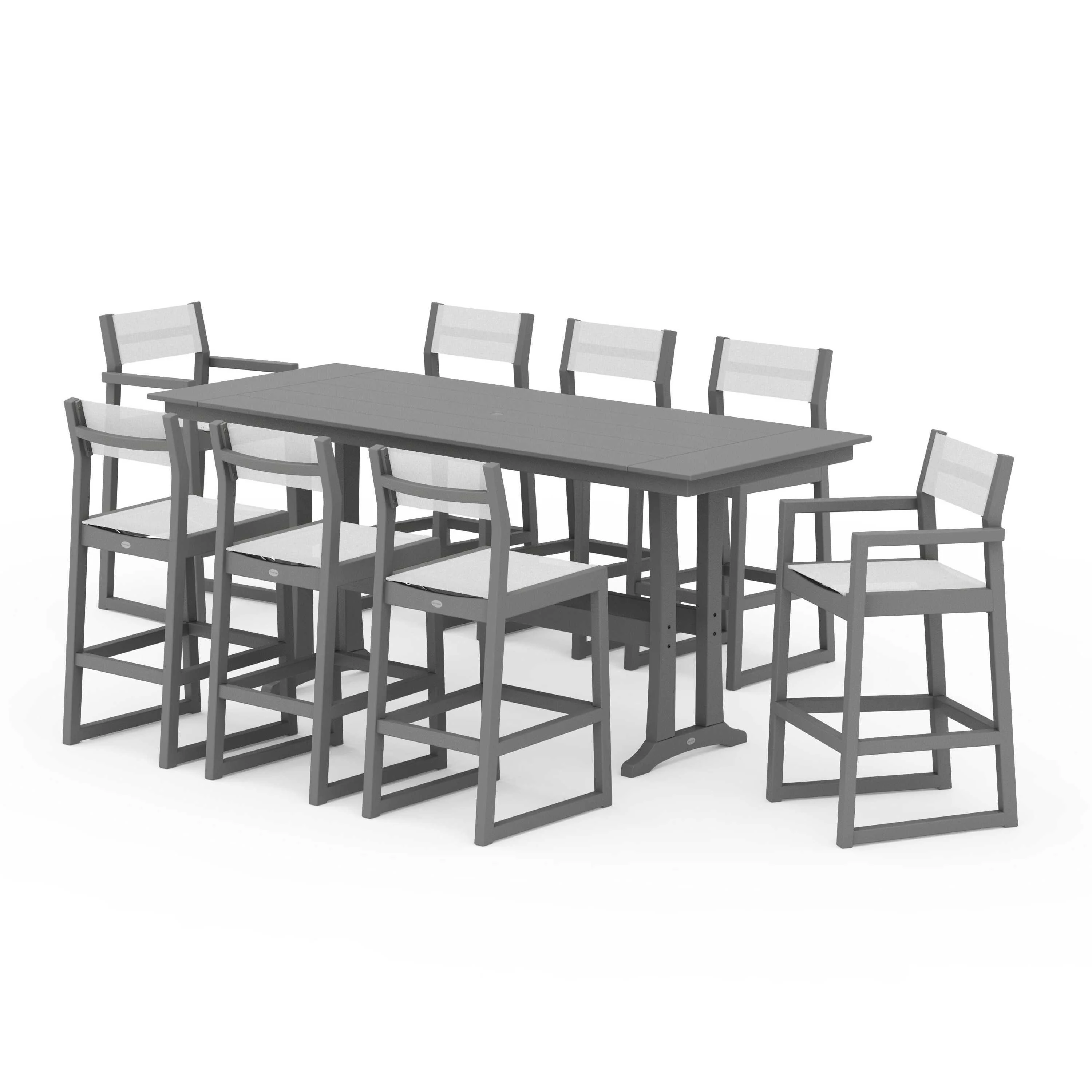 EDGE Sling 9-Piece Farmhouse Bar Set with Trestle Legs - Image 139