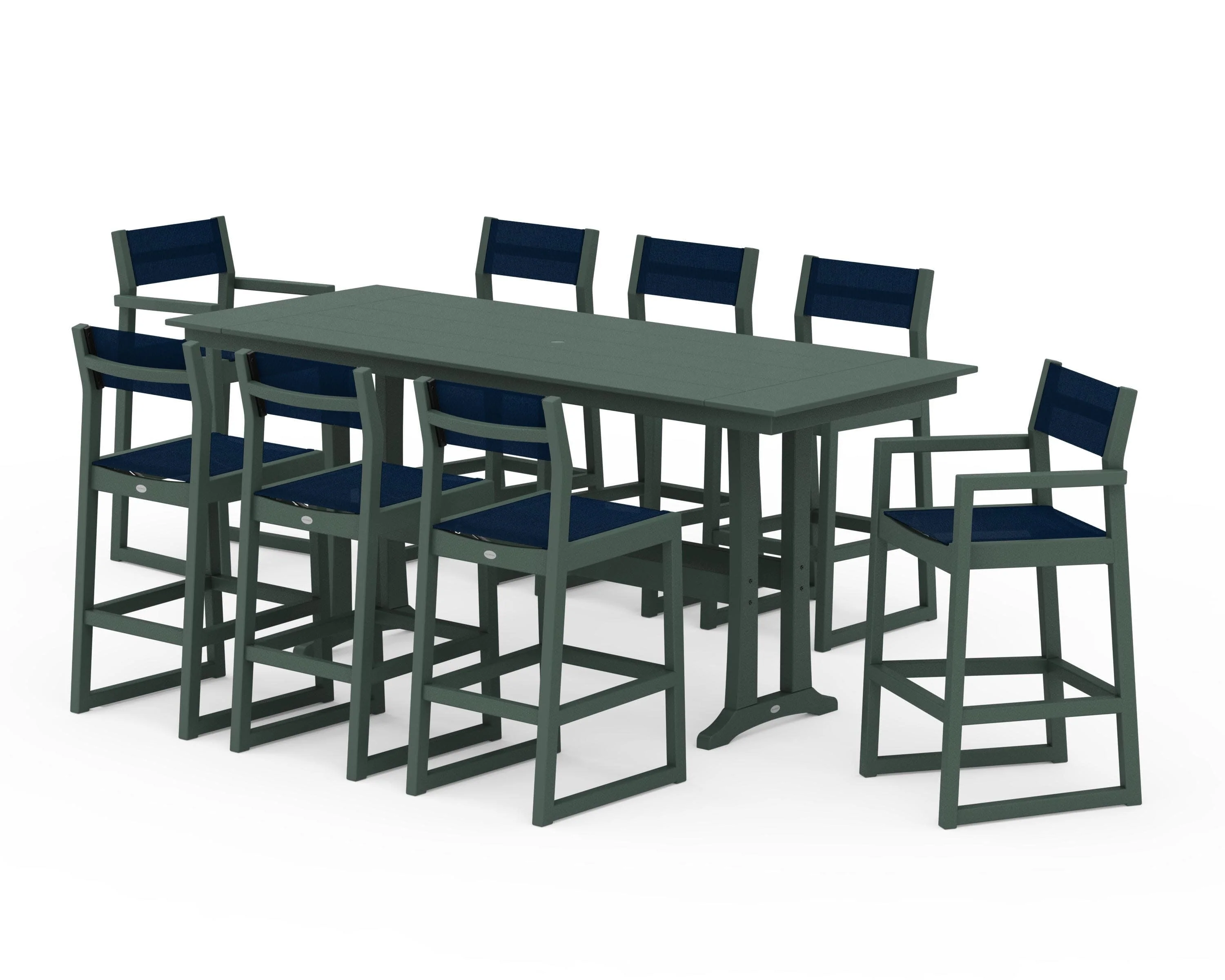 EDGE Sling 9-Piece Farmhouse Bar Set with Trestle Legs - Image 14