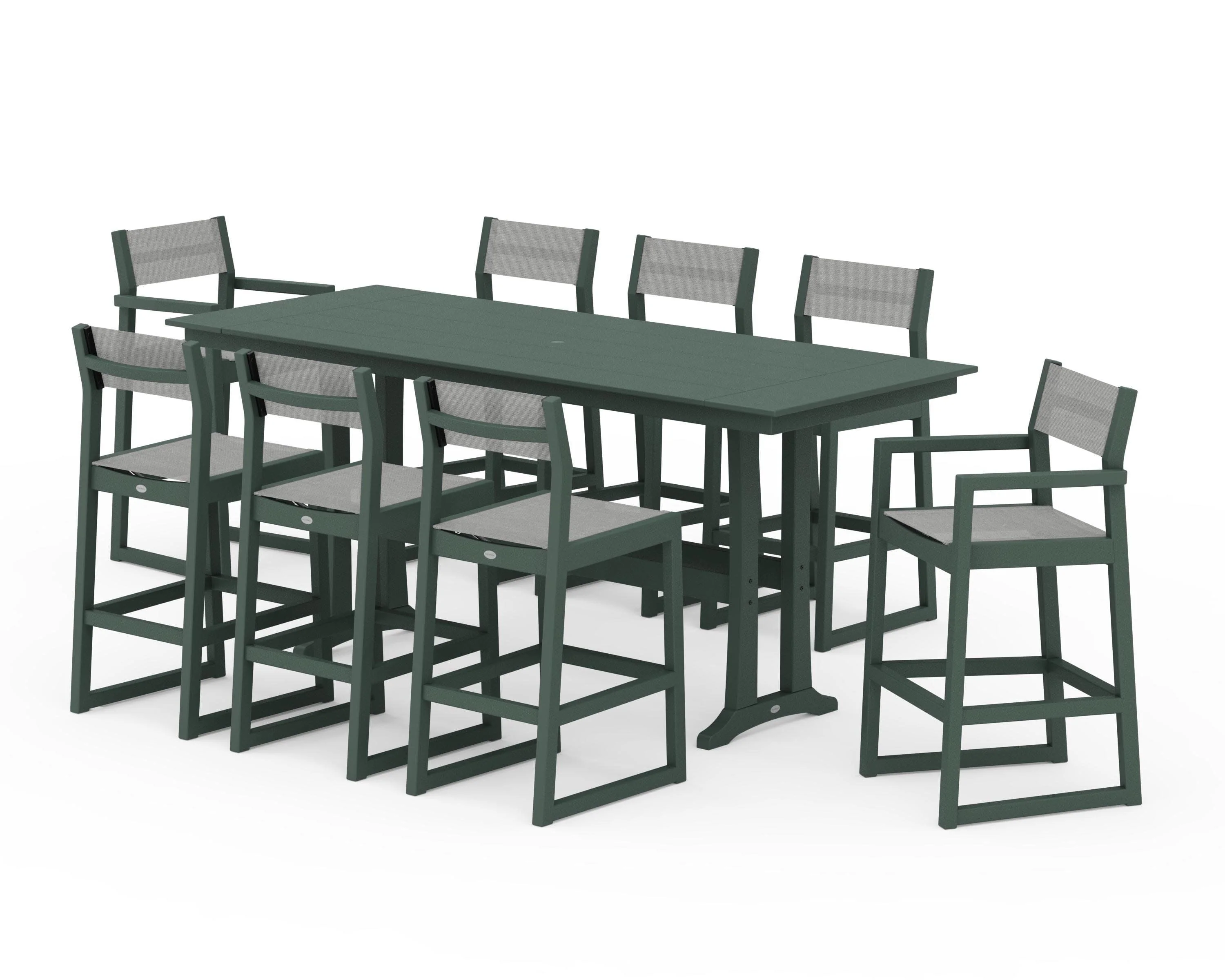 EDGE Sling 9-Piece Farmhouse Bar Set with Trestle Legs - Image 15