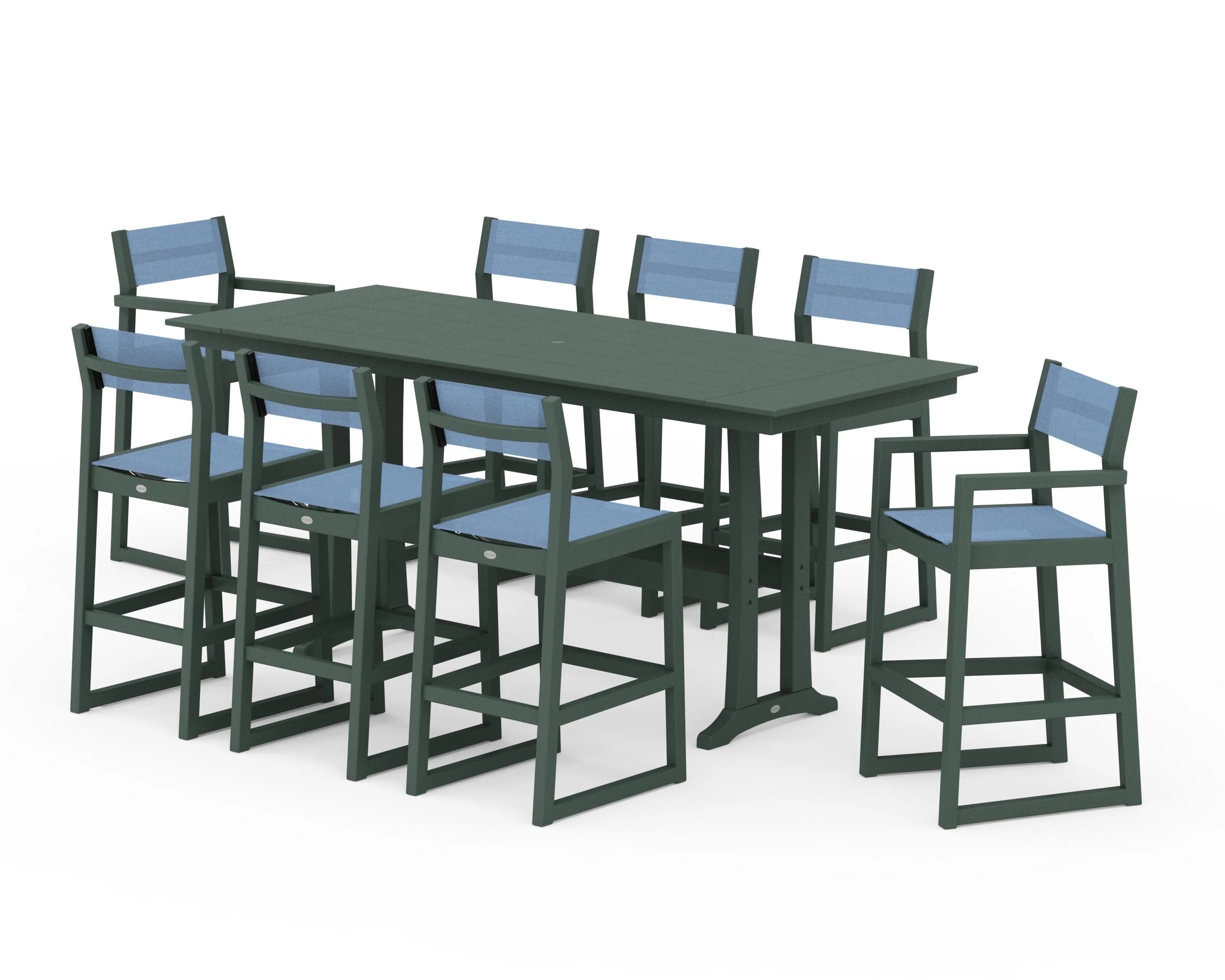 EDGE Sling 9-Piece Farmhouse Bar Set with Trestle Legs - Image 16