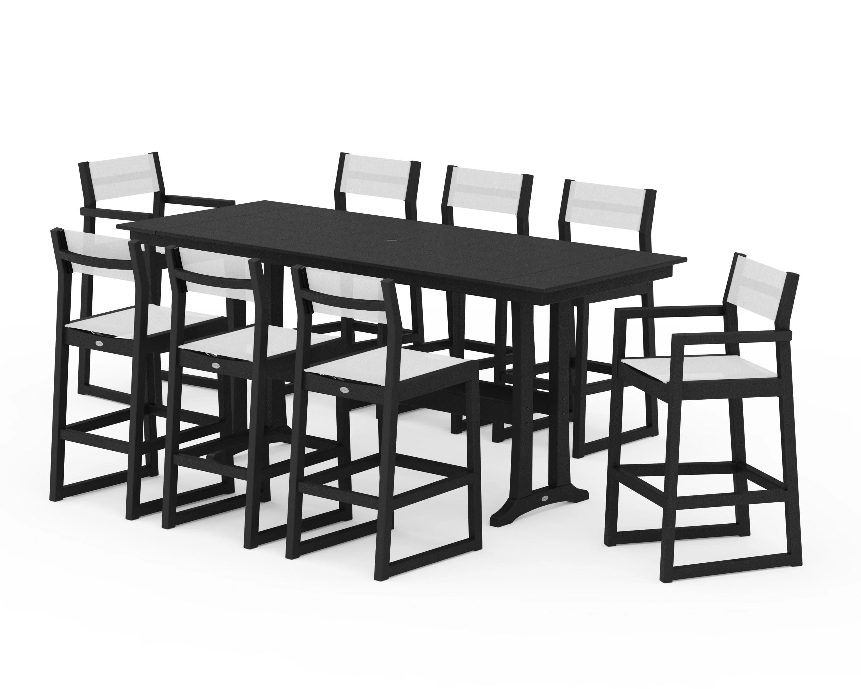 EDGE Sling 9-Piece Farmhouse Bar Set with Trestle Legs - Image 2