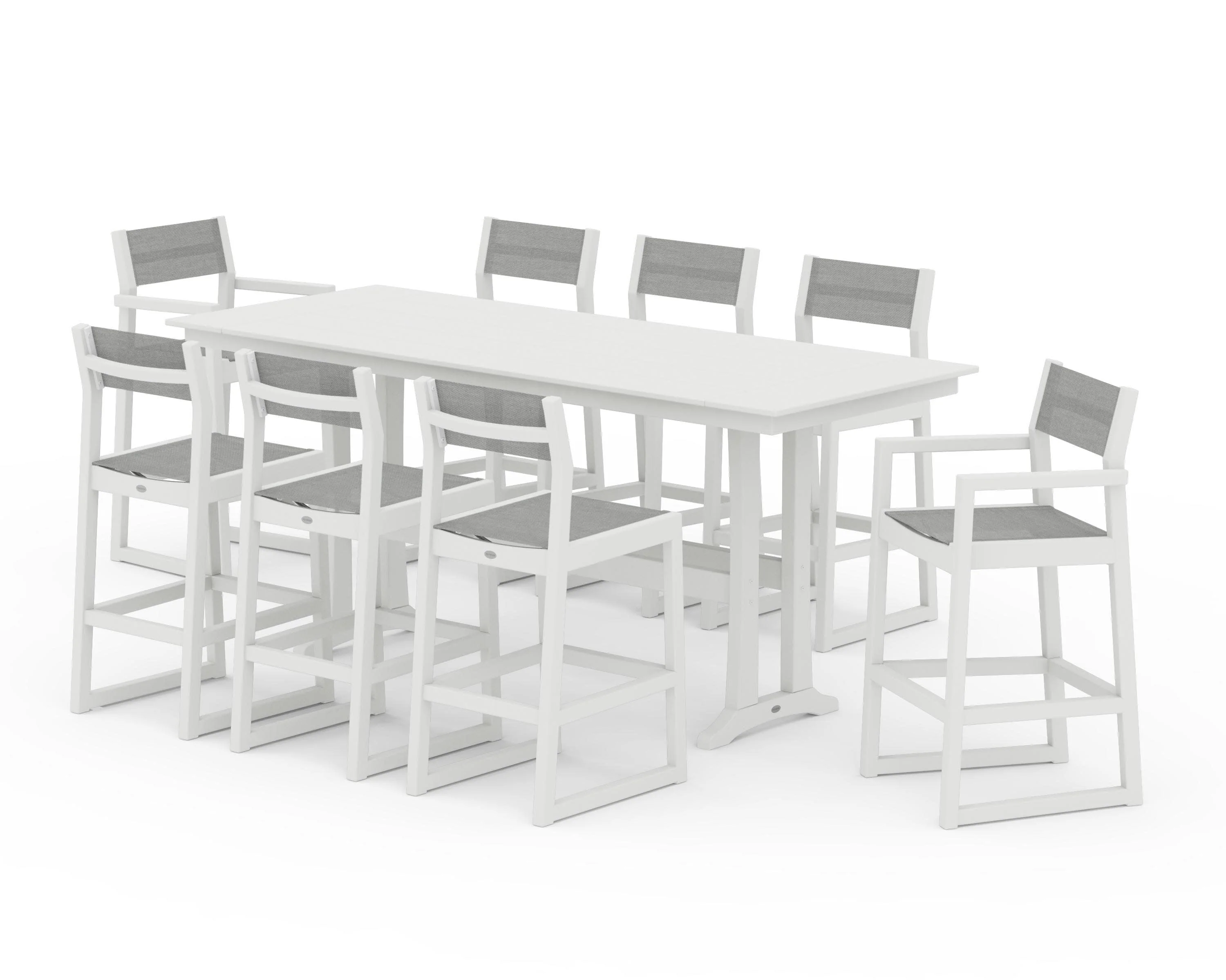 EDGE Sling 9-Piece Farmhouse Bar Set with Trestle Legs - Image 26