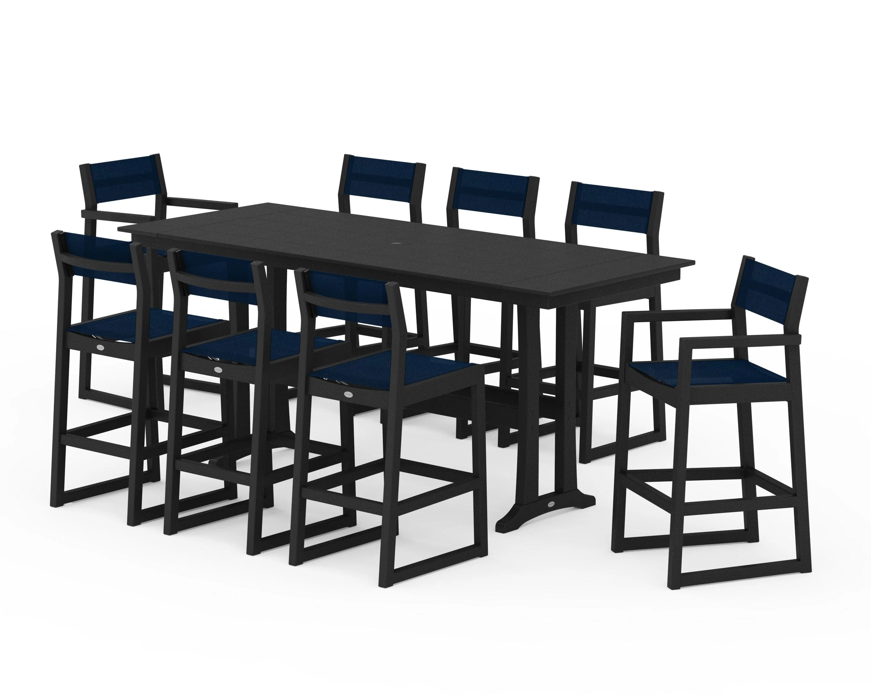 EDGE Sling 9-Piece Farmhouse Bar Set with Trestle Legs - Image 3