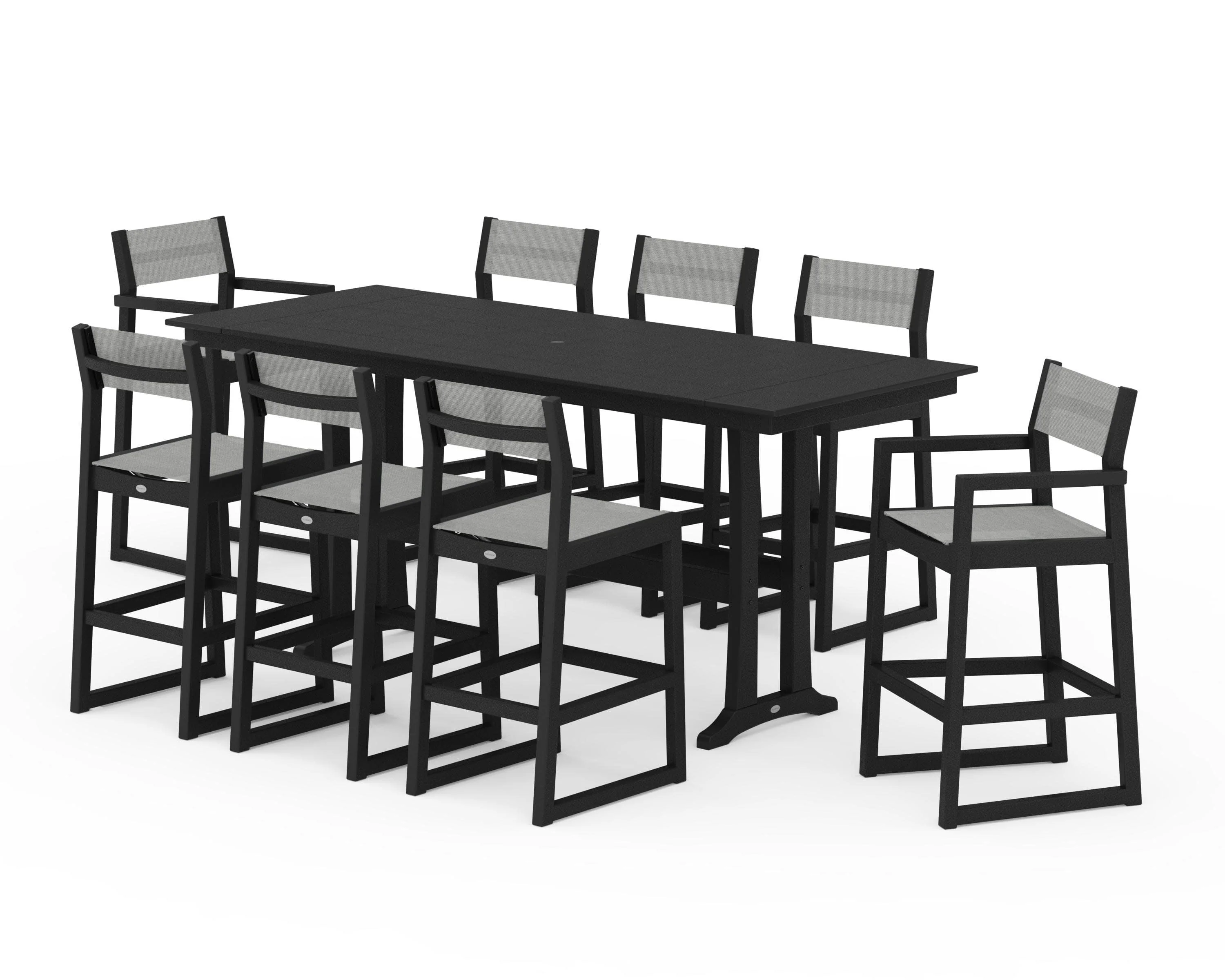 EDGE Sling 9-Piece Farmhouse Bar Set with Trestle Legs - Image 4