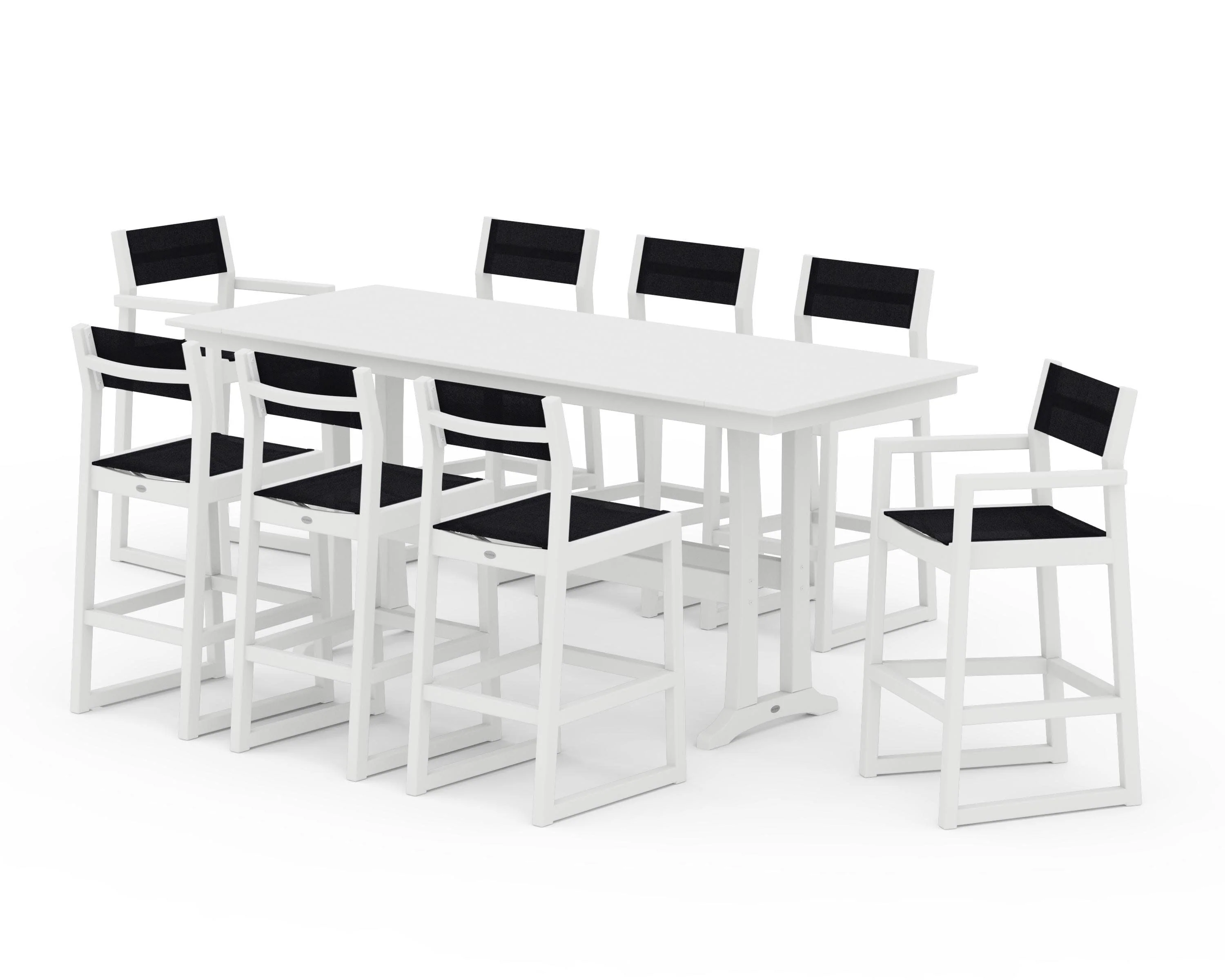 EDGE Sling 9-Piece Farmhouse Bar Set with Trestle Legs - Image 42