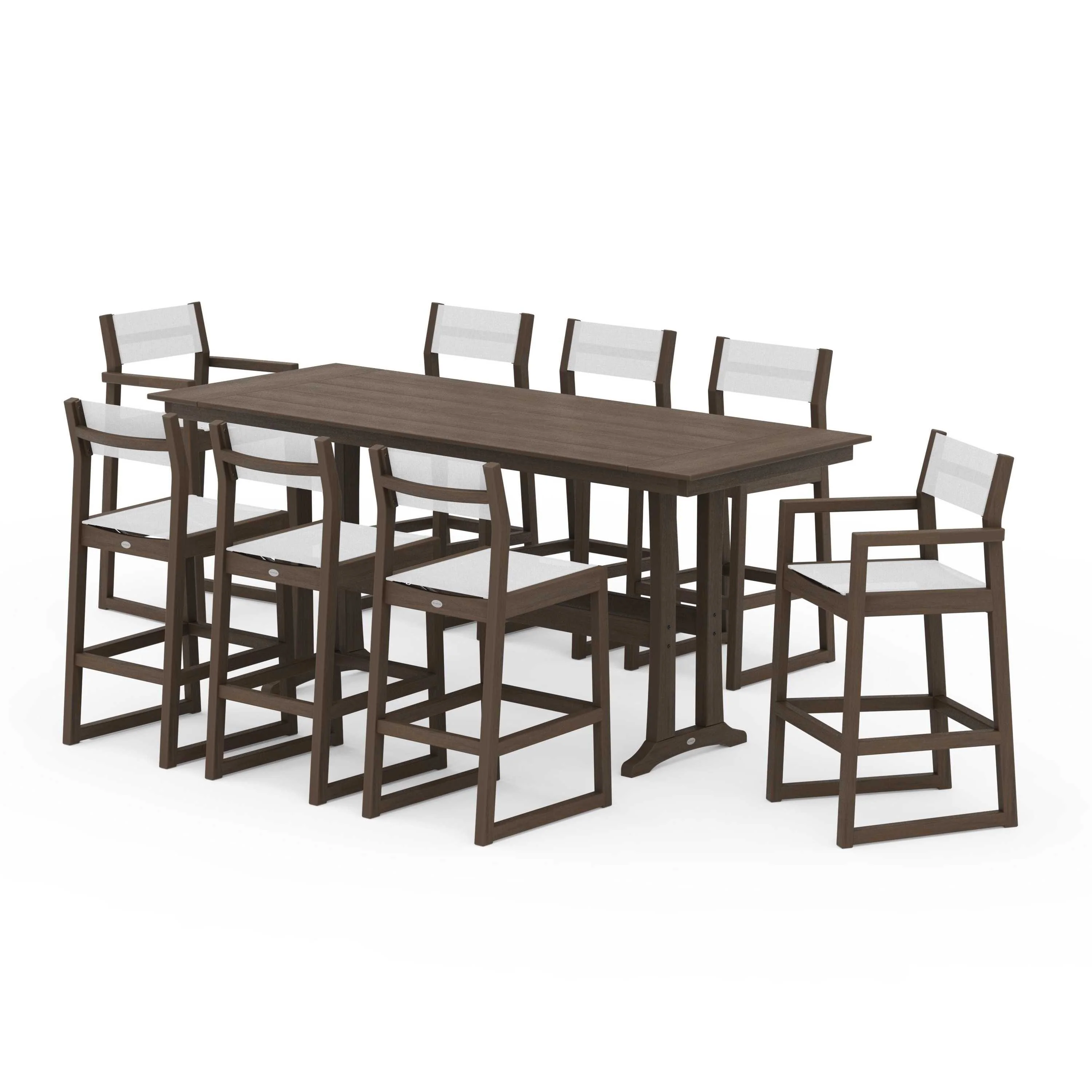 EDGE Sling 9-Piece Farmhouse Bar Set with Trestle Legs - Image 46