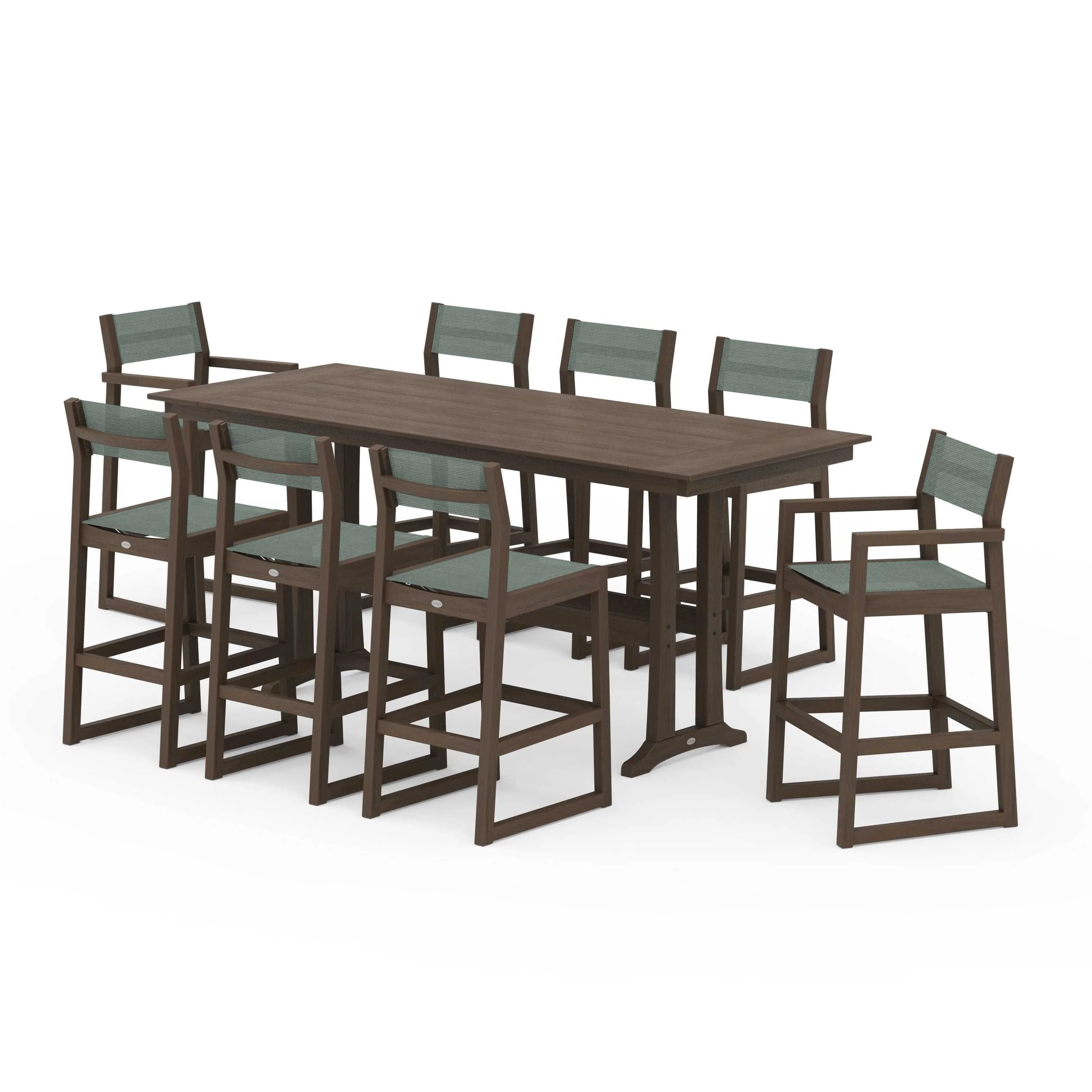 EDGE Sling 9-Piece Farmhouse Bar Set with Trestle Legs - Image 49