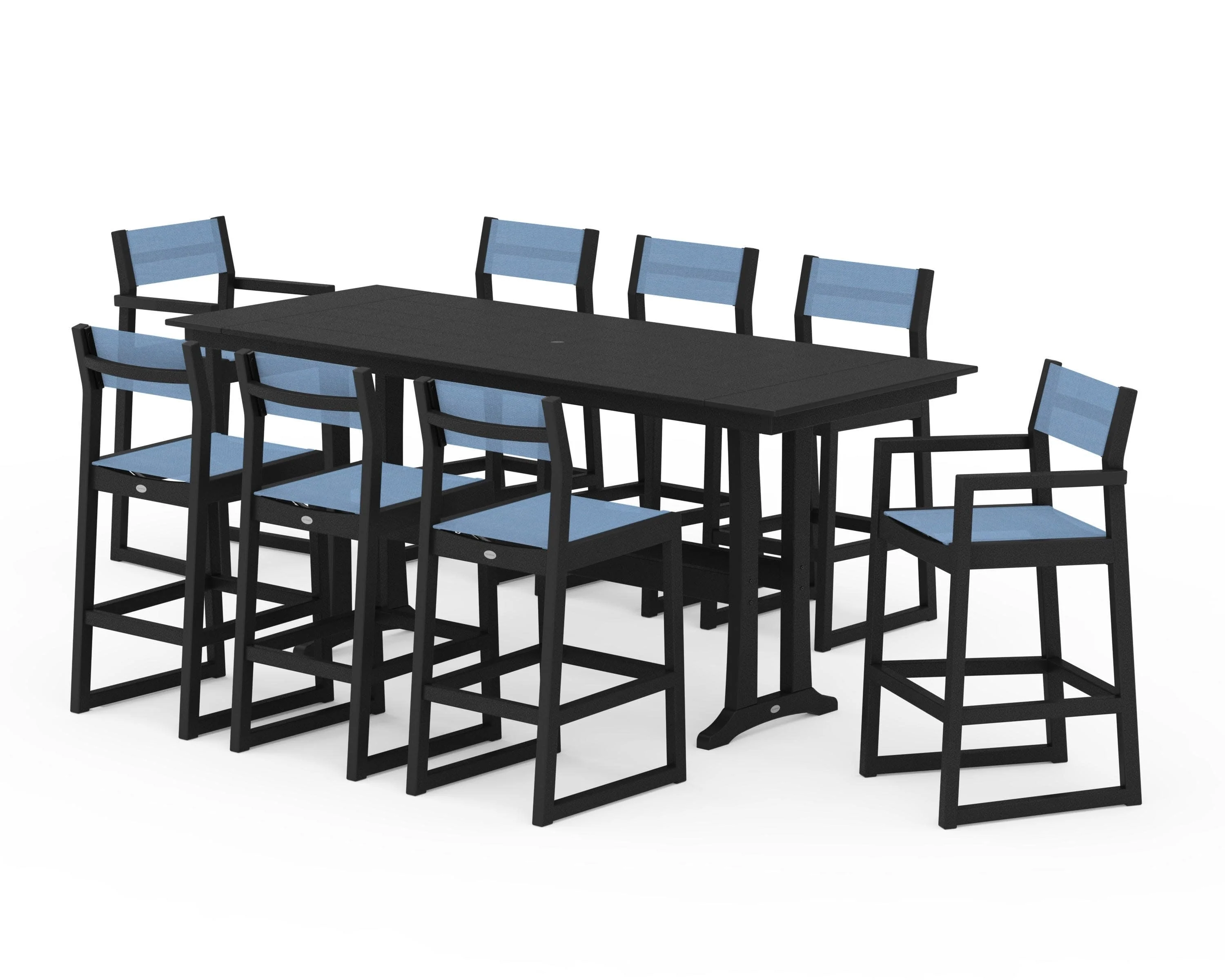 EDGE Sling 9-Piece Farmhouse Bar Set with Trestle Legs - Image 5
