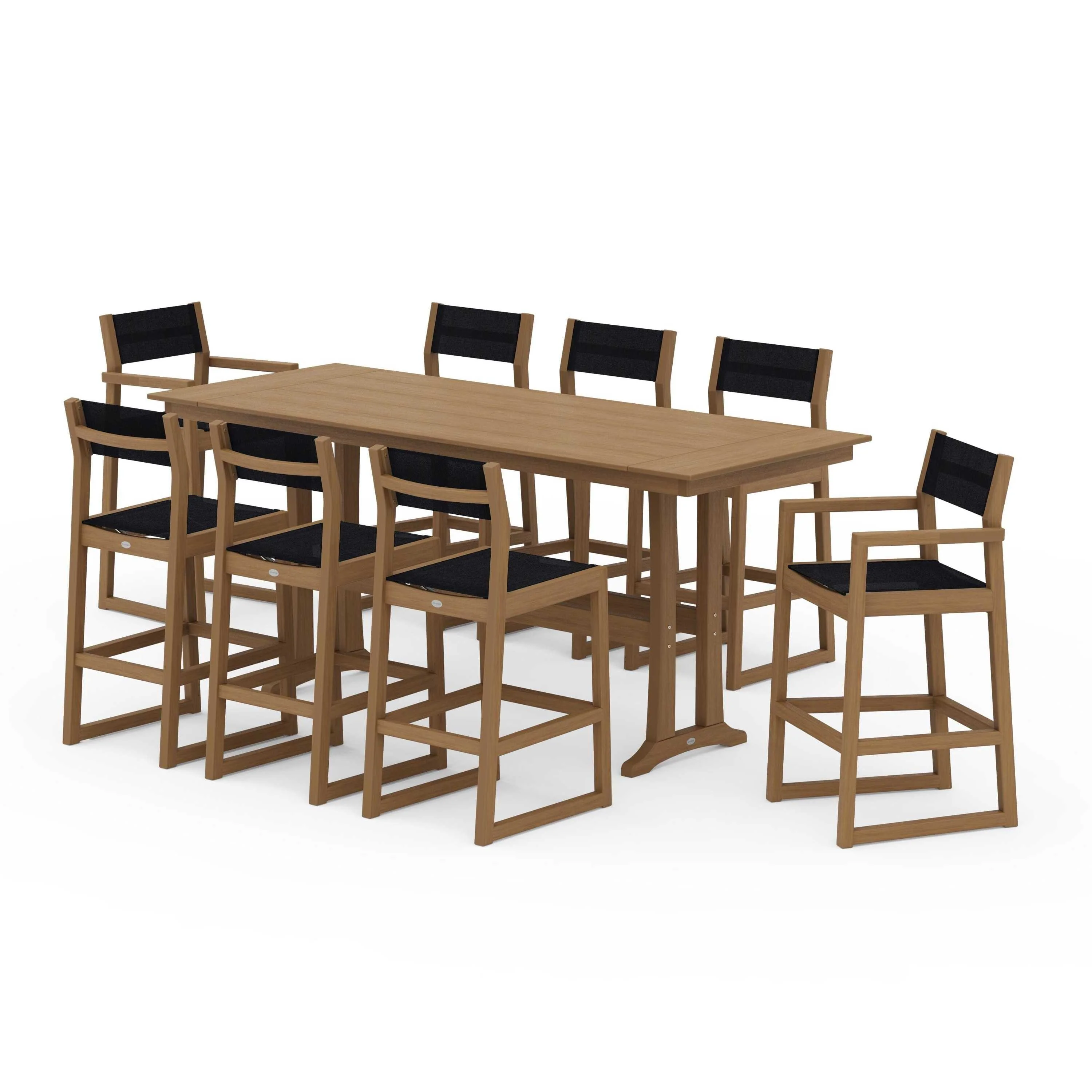 EDGE Sling 9-Piece Farmhouse Bar Set with Trestle Legs - Image 50