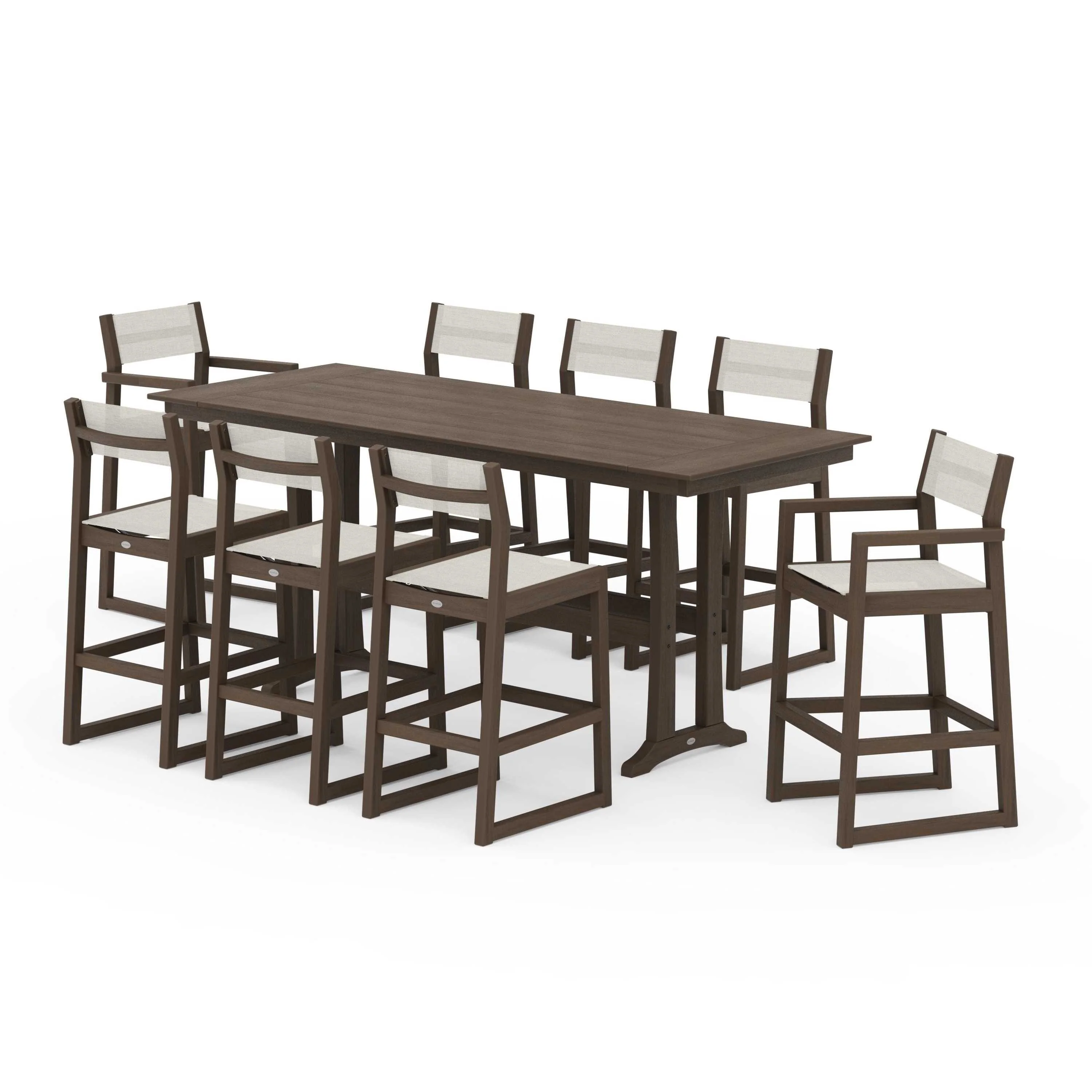 EDGE Sling 9-Piece Farmhouse Bar Set with Trestle Legs - Image 51