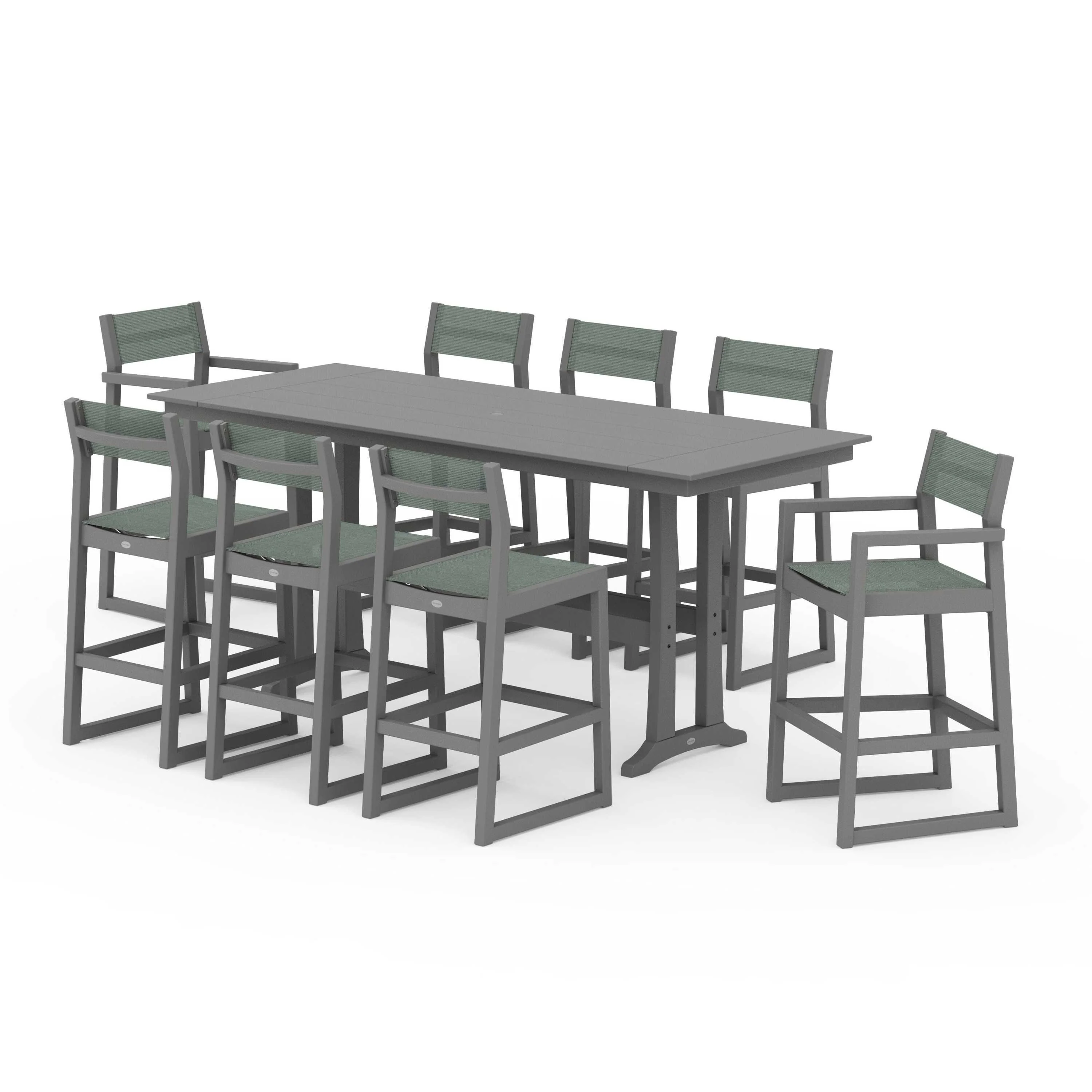 EDGE Sling 9-Piece Farmhouse Bar Set with Trestle Legs - Image 56