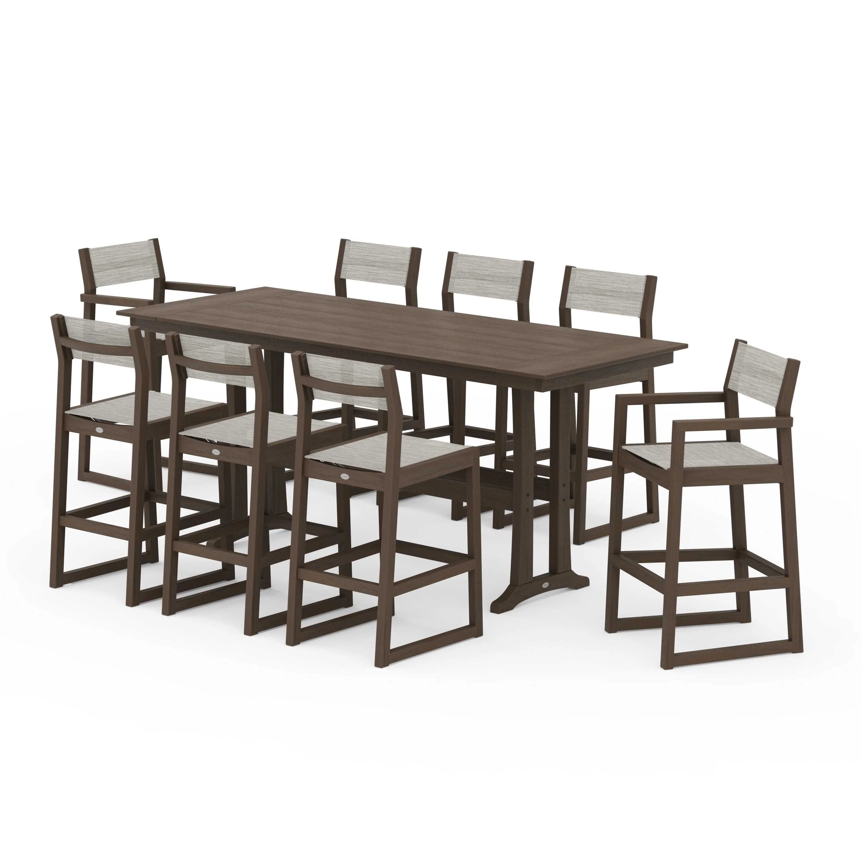 EDGE Sling 9-Piece Farmhouse Bar Set with Trestle Legs - Image 57