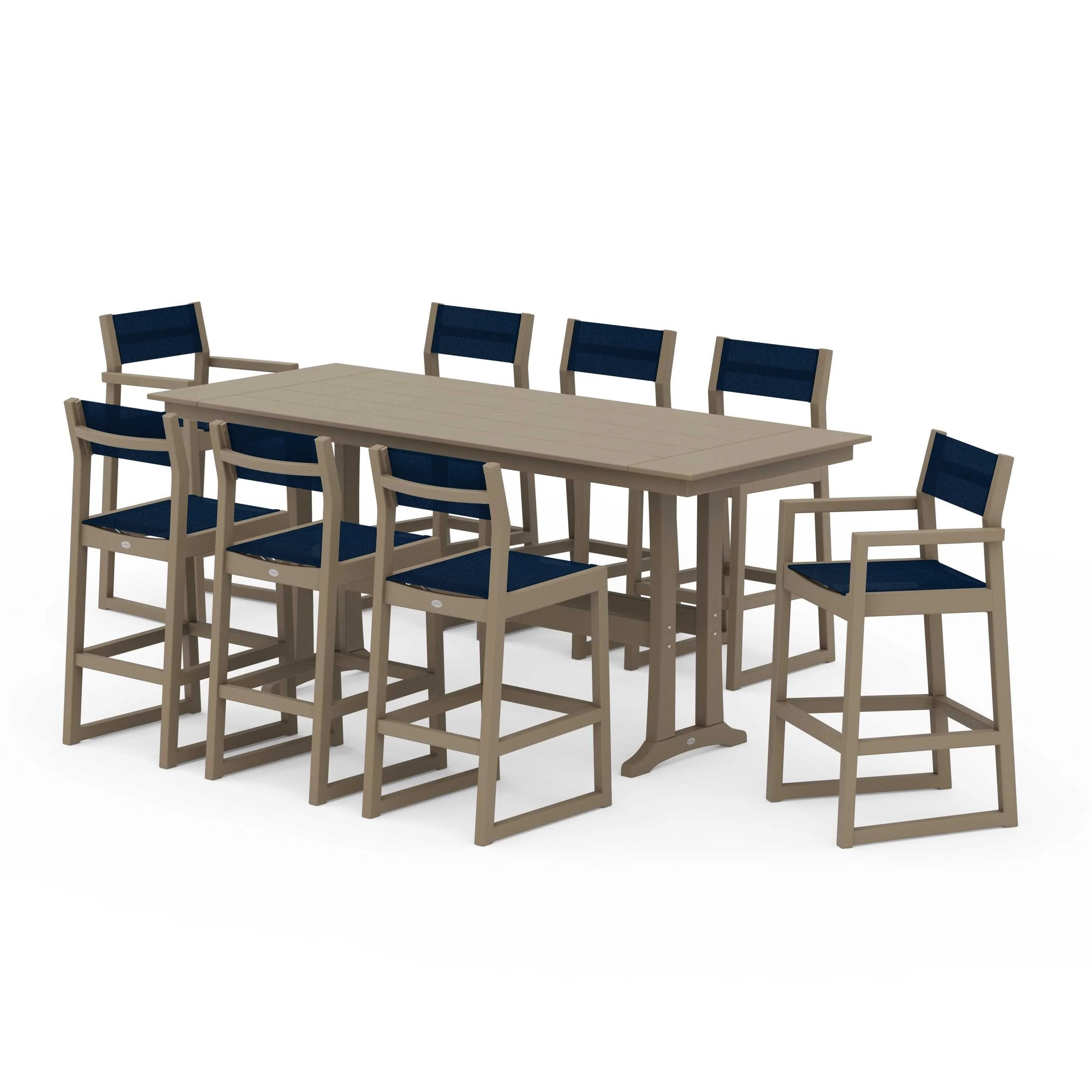 EDGE Sling 9-Piece Farmhouse Bar Set with Trestle Legs - Image 59